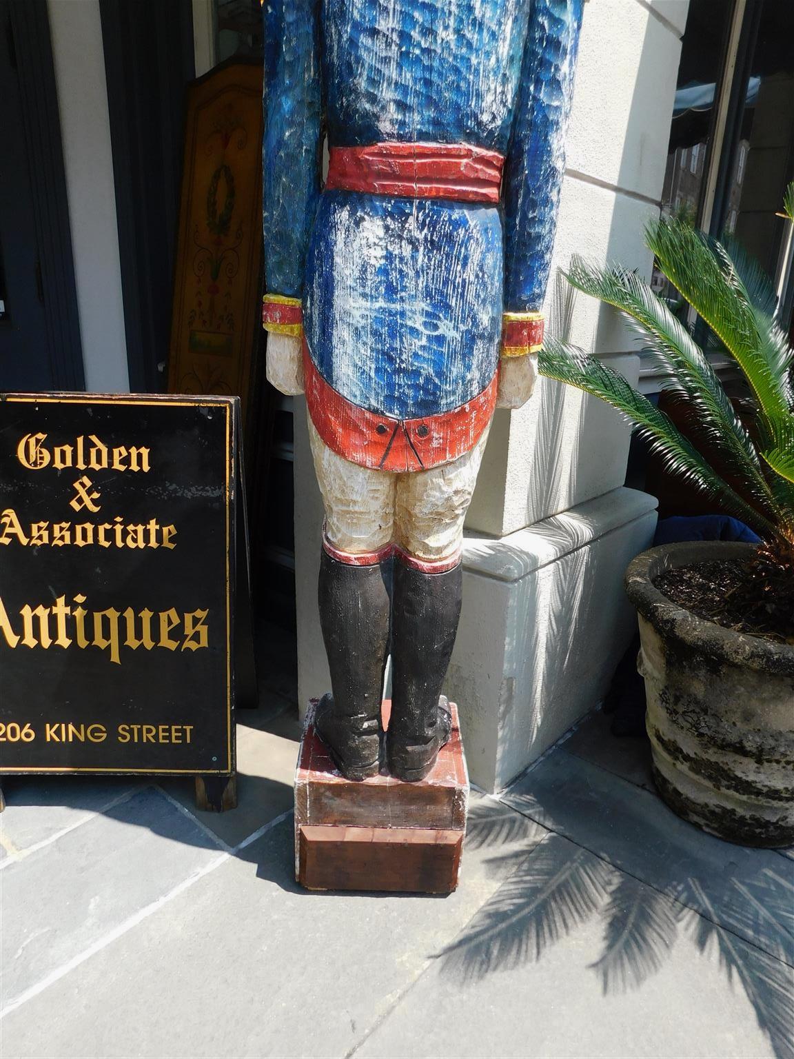 American Painted & Carved Wood Figural Statue of General Santa Anna, Circa 1840 For Sale 3