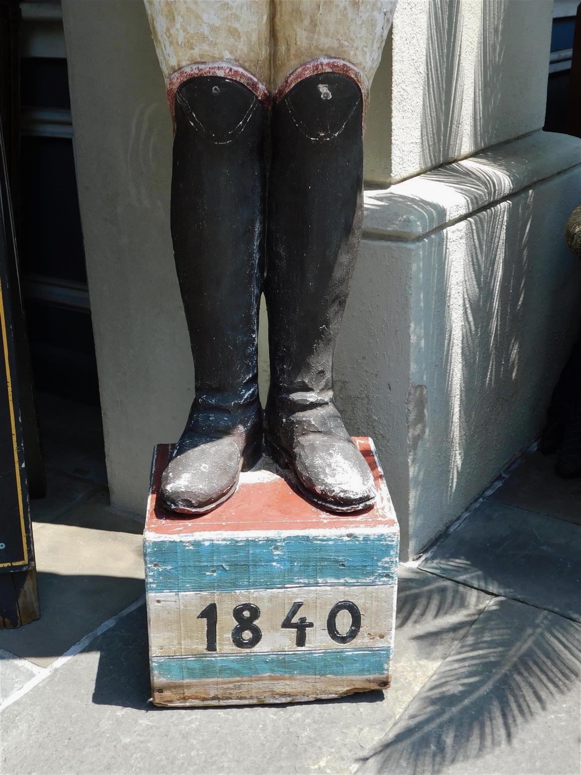 Statue américaine figurative en bois peint et sculpté du général Santa Anna, vers 1840 Bon état - En vente à Hollywood, SC