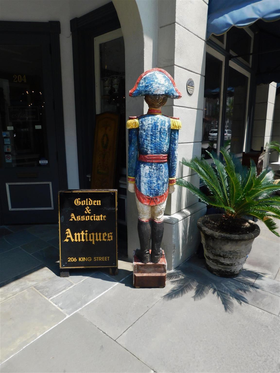 American Painted & Carved Wood Figural Statue of General Santa Anna, Circa 1840 In Good Condition For Sale In Hollywood, SC