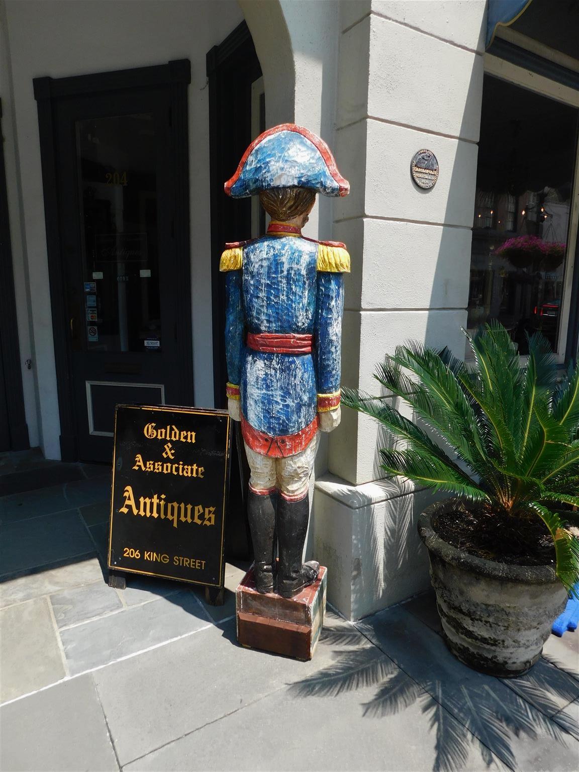 American Painted & Carved Wood Figural Statue of General Santa Anna, Circa 1840 For Sale 1