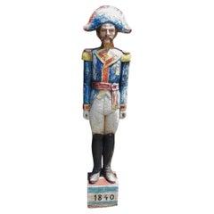 Estatua Figural Americana Pintada y Tallada en Madera del General Santa Anna, Circa 1840