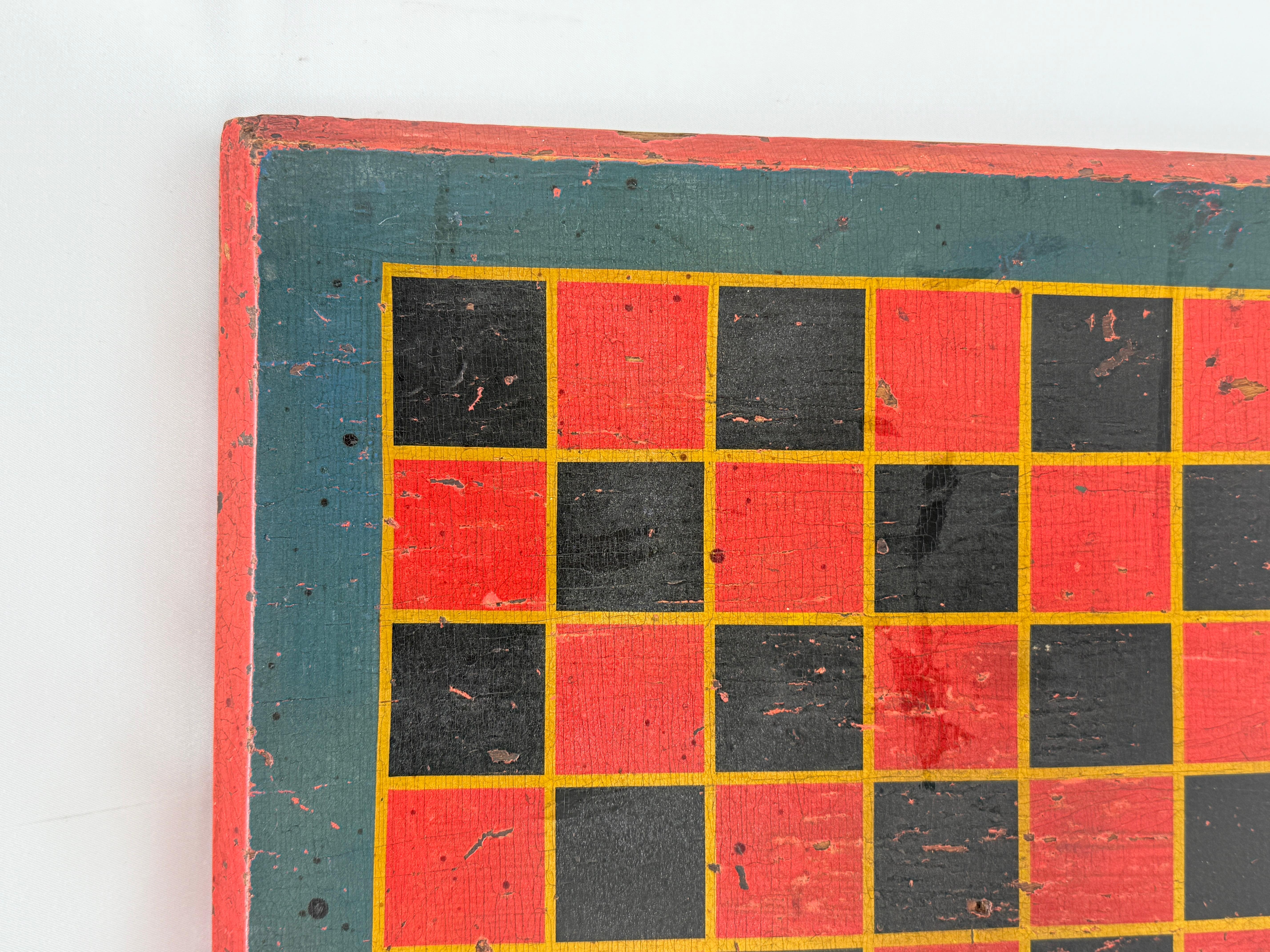 19th Century American Painted Folk Art Game Board for Checkers or Chess, C. 1840 For Sale