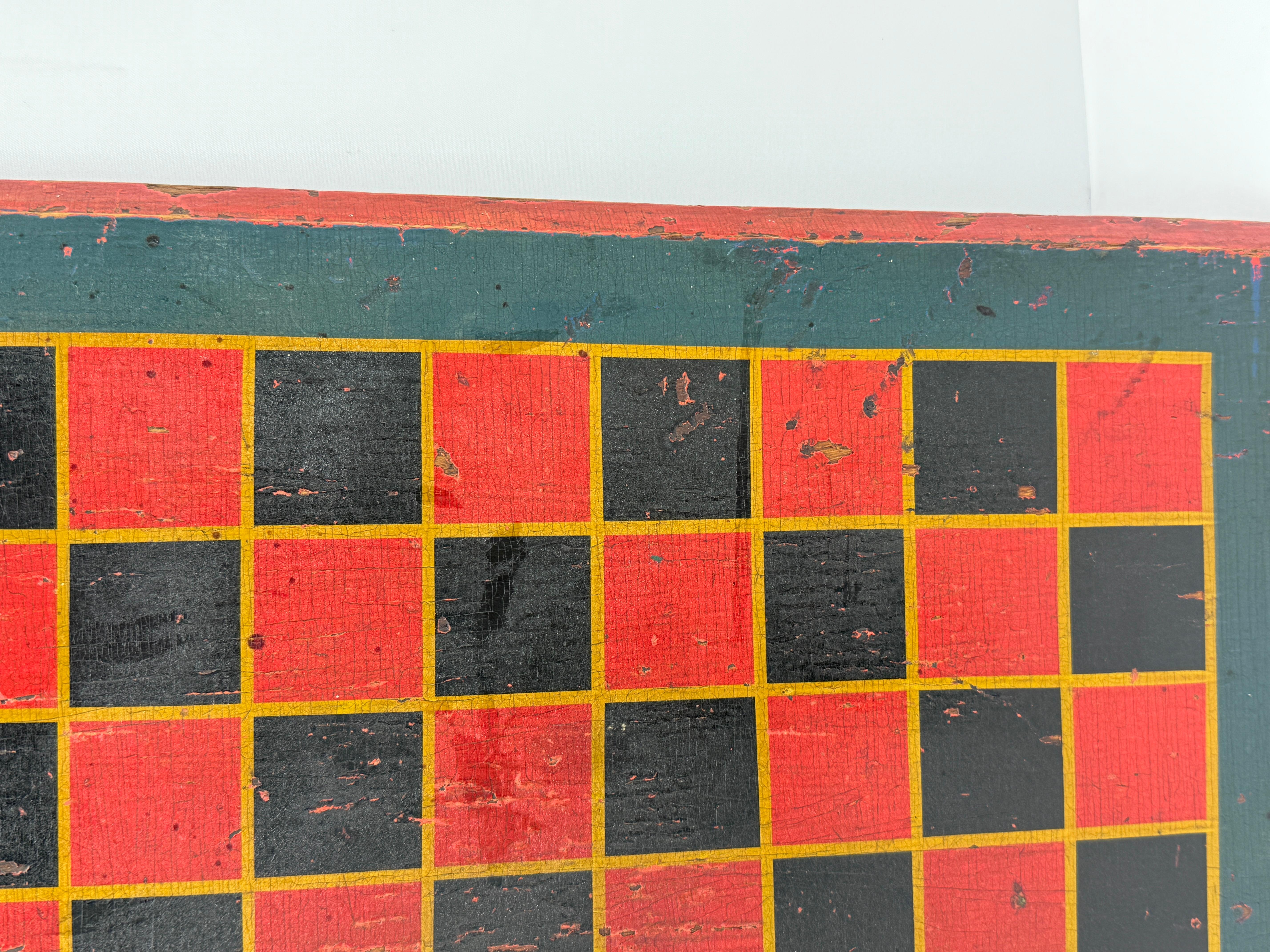 Wood American Painted Folk Art Game Board for Checkers or Chess, C. 1840 For Sale