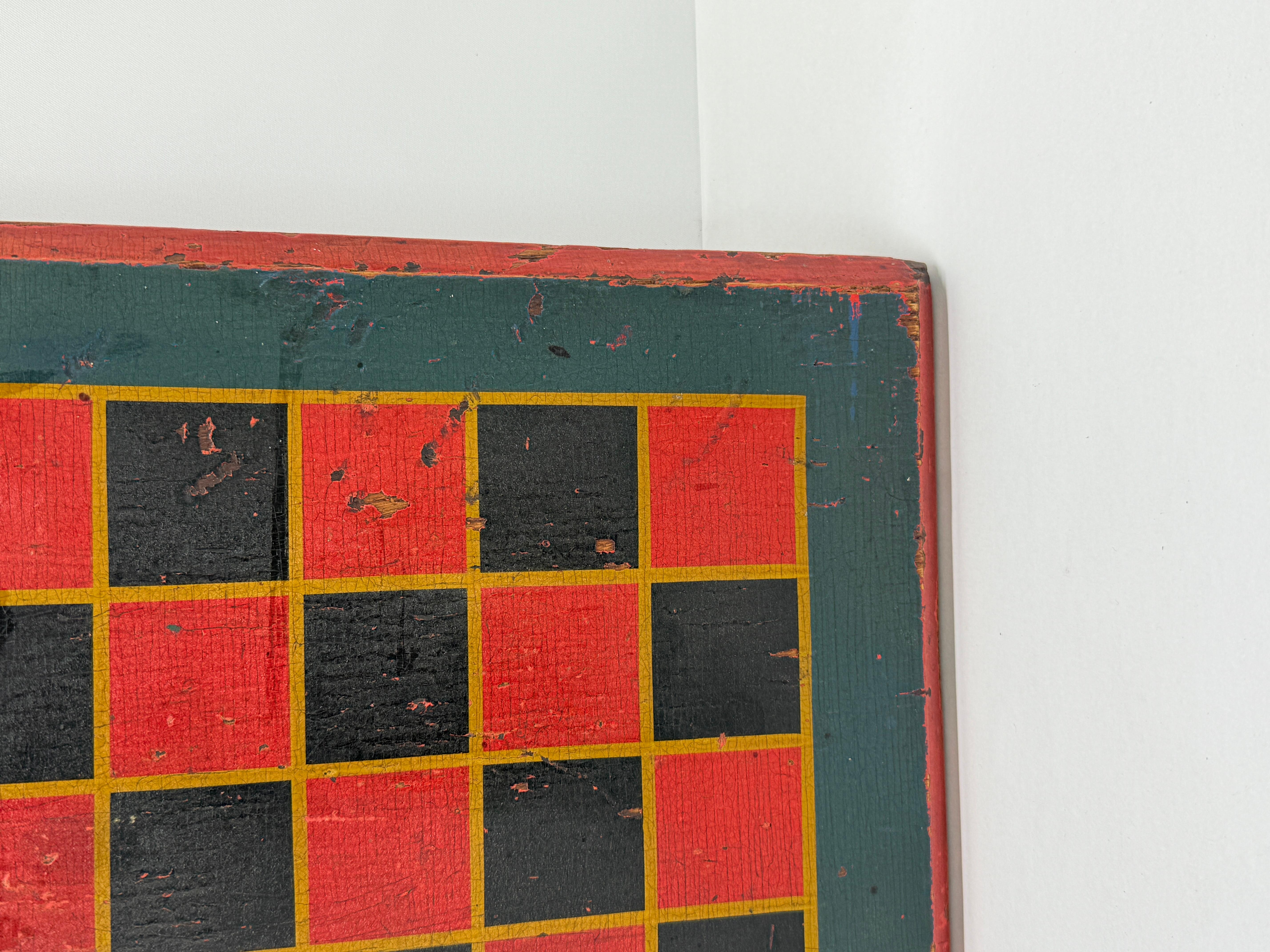 American Painted Folk Art Game Board for Checkers or Chess, C. 1840 For Sale 1
