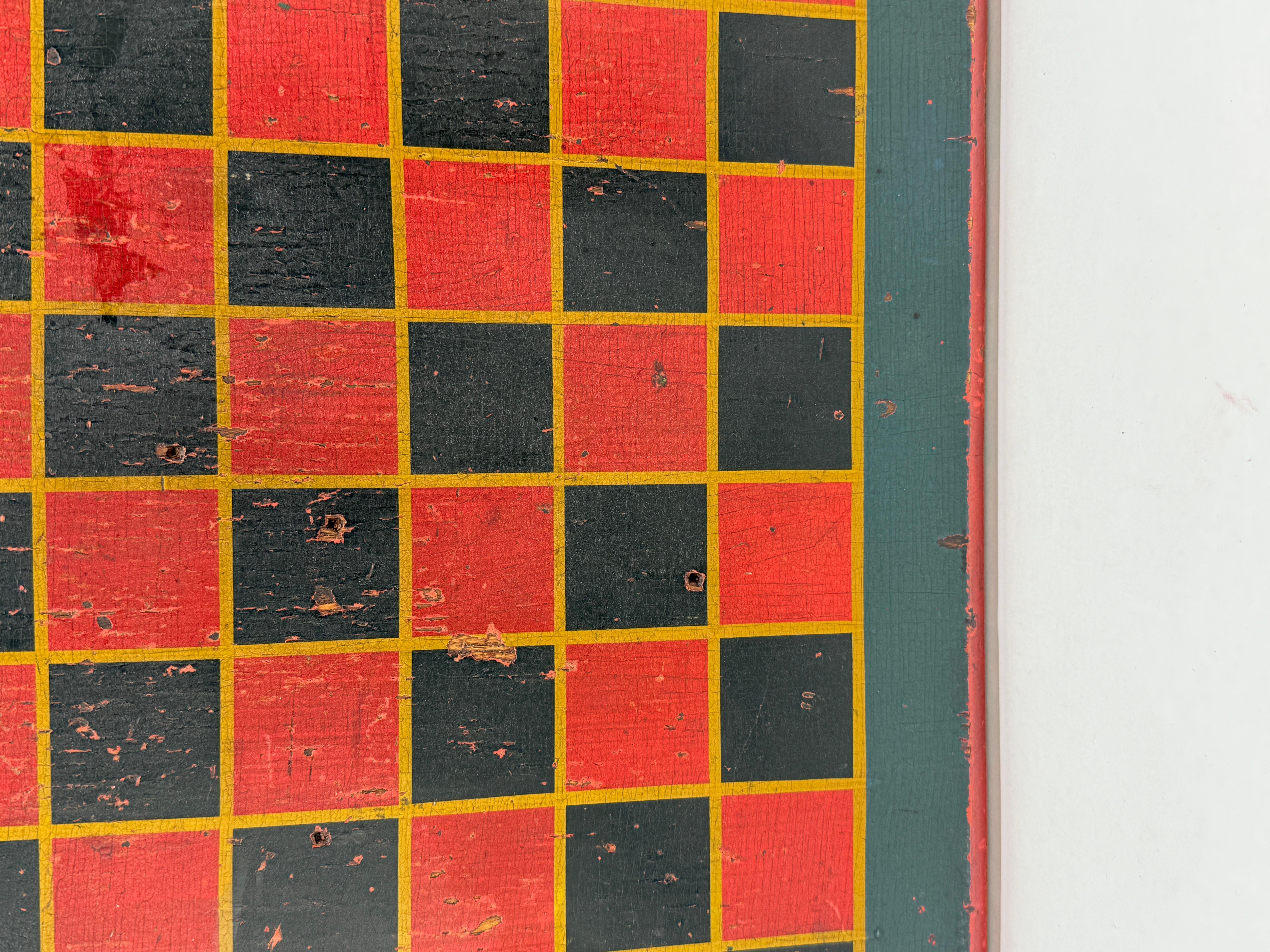 American Painted Folk Art Game Board for Checkers or Chess, C. 1840 For Sale 2