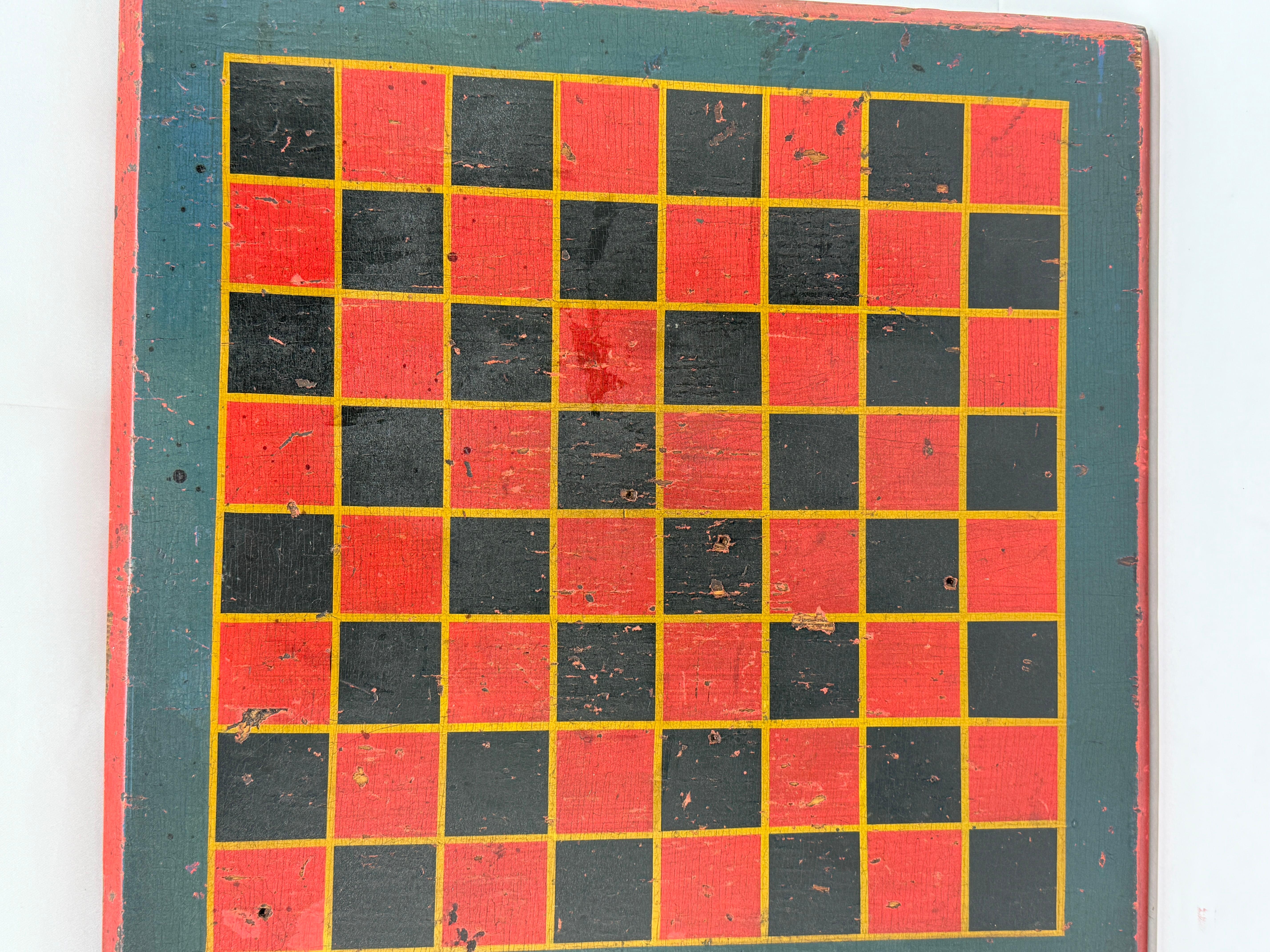 American Painted Folk Art Game Board for Checkers or Chess, C. 1840 For Sale 3