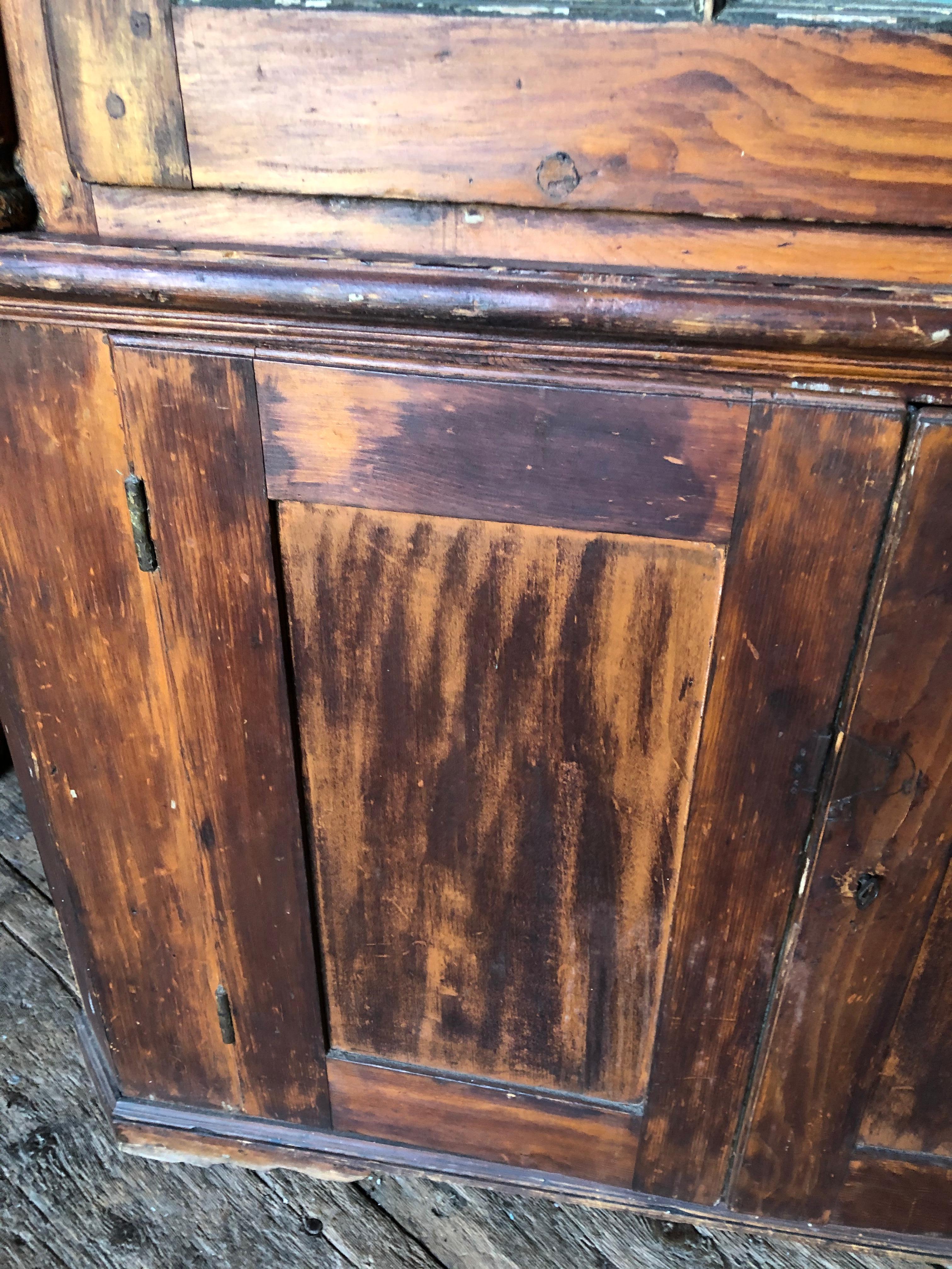 American Painted Pine Corner Cabinet, 18th C For Sale 5