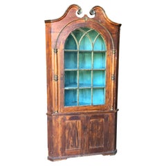 Antique American Painted Pine Corner Cabinet, 18th C