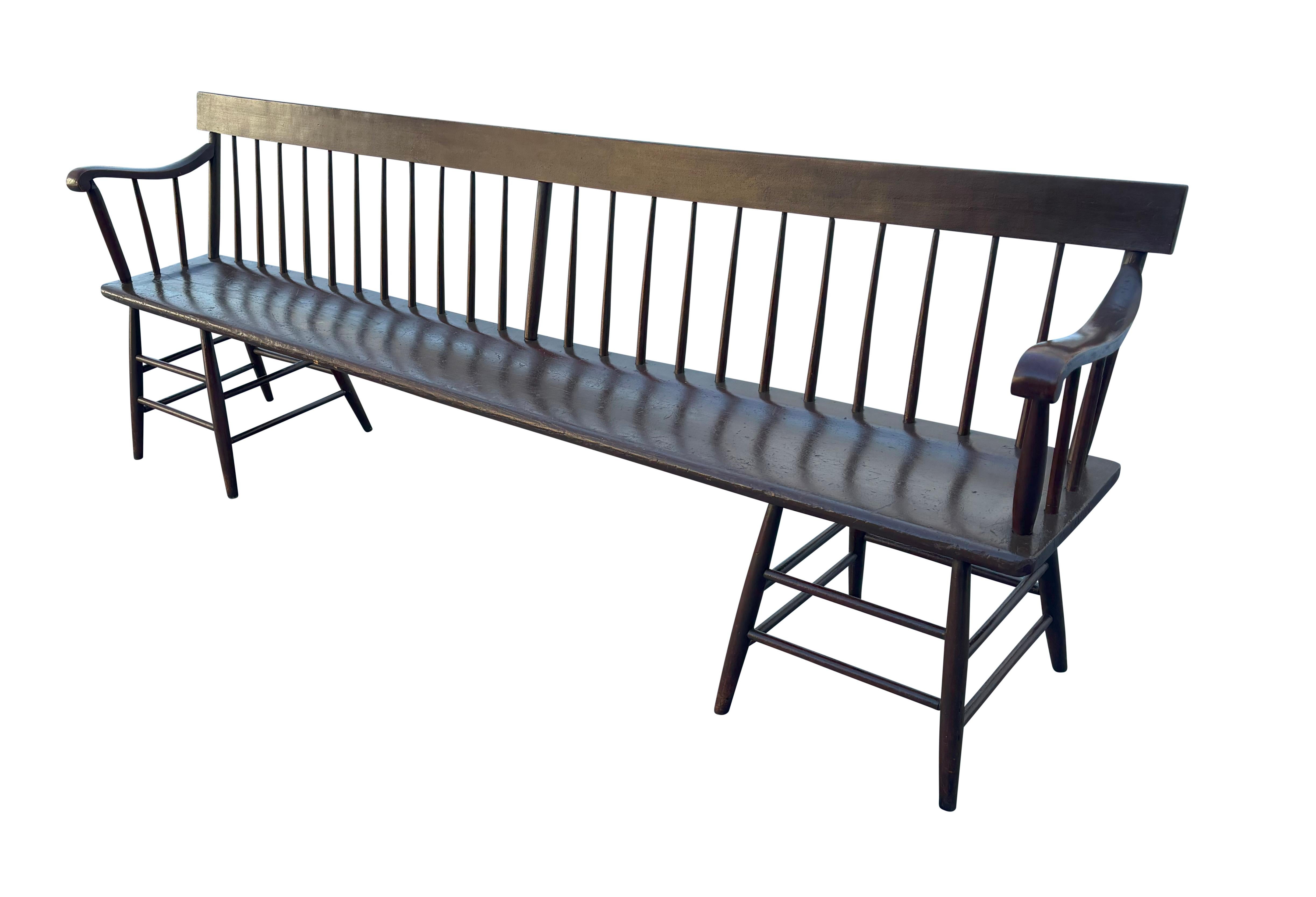 Federal American Painted Pine Deacons Bench