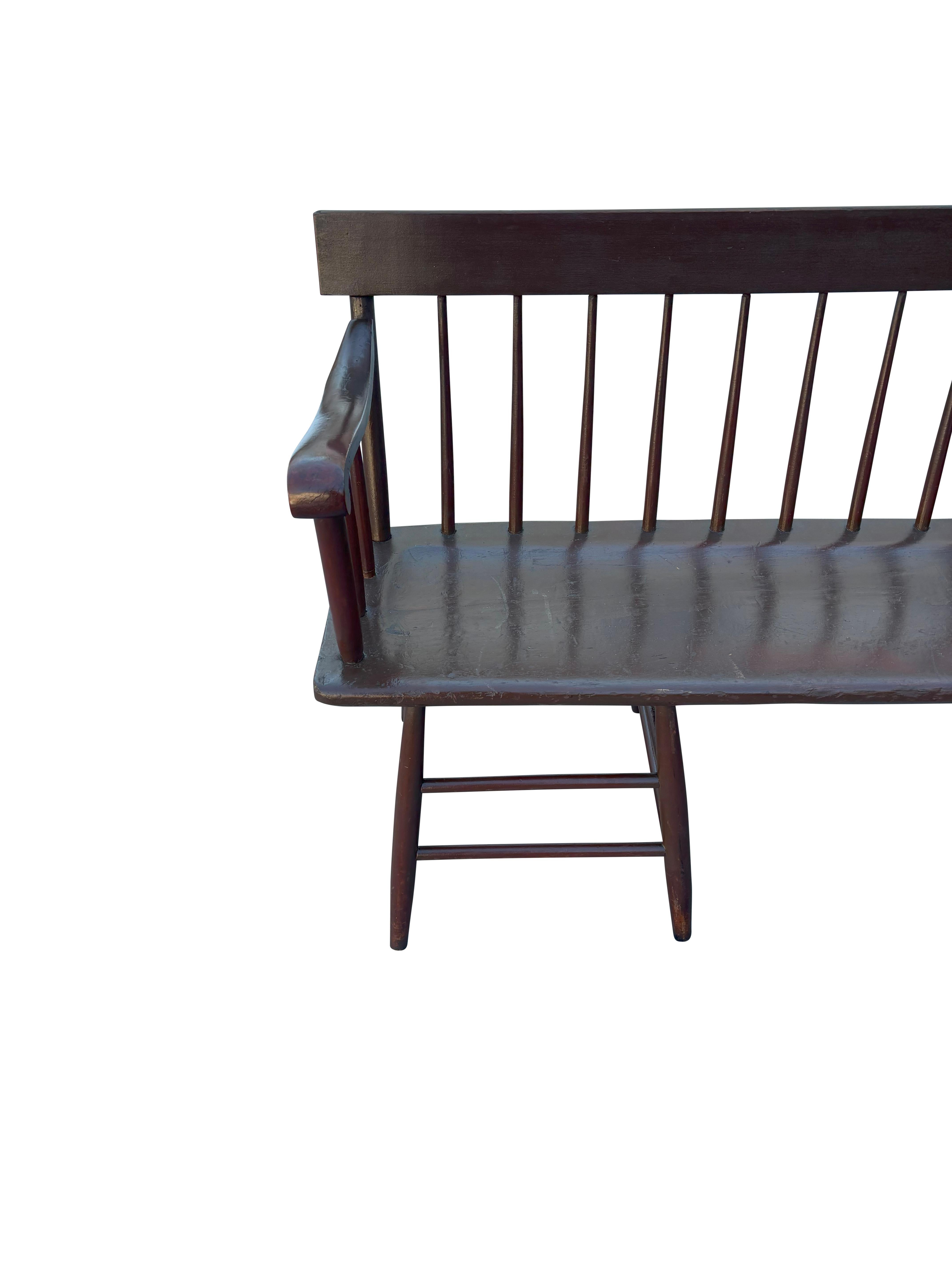 Mid-19th Century American Painted Pine Deacons Bench
