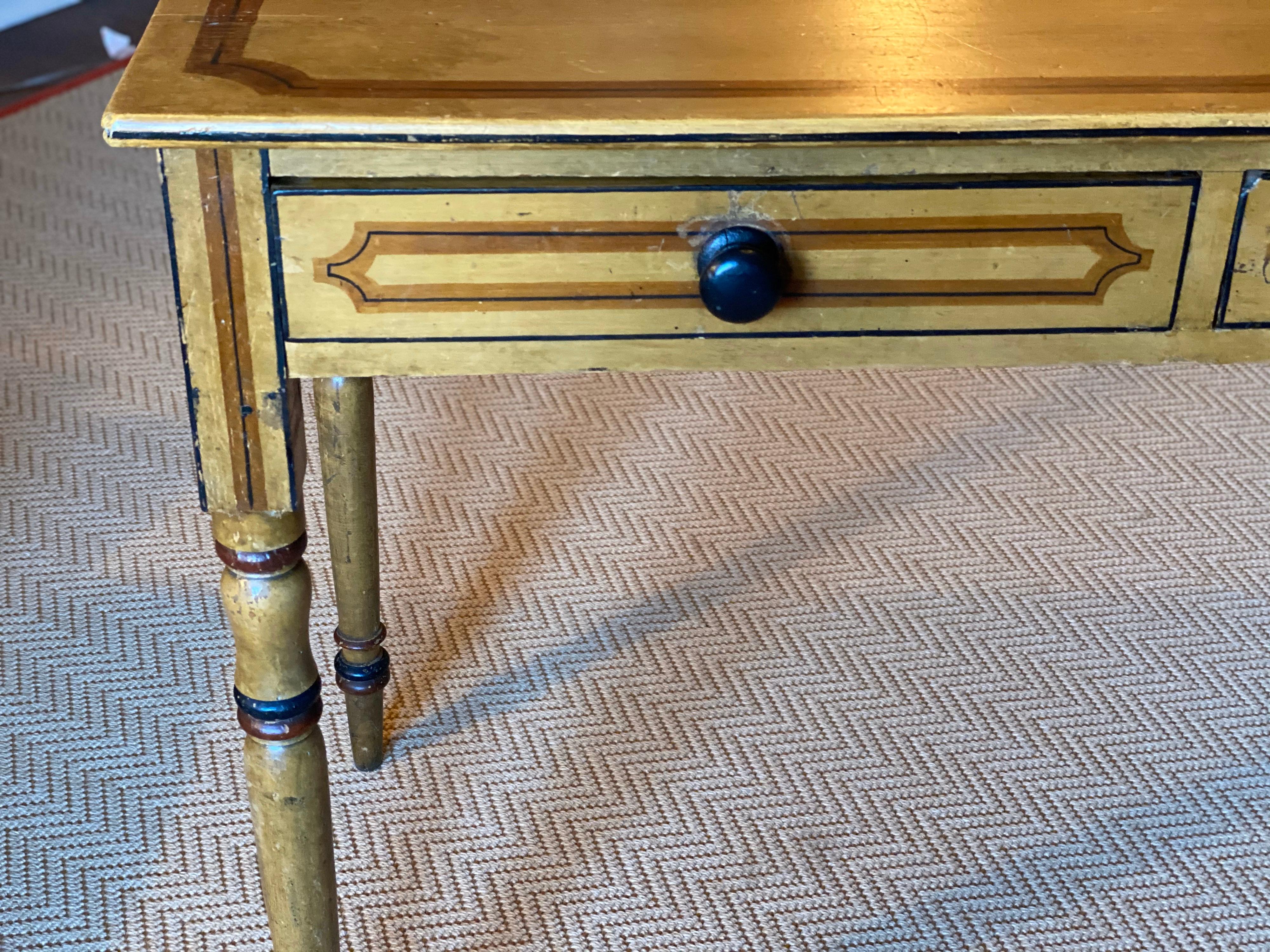 American Painted Table with Two Drawers, Late 19th Century In Good Condition In Southampton, NY