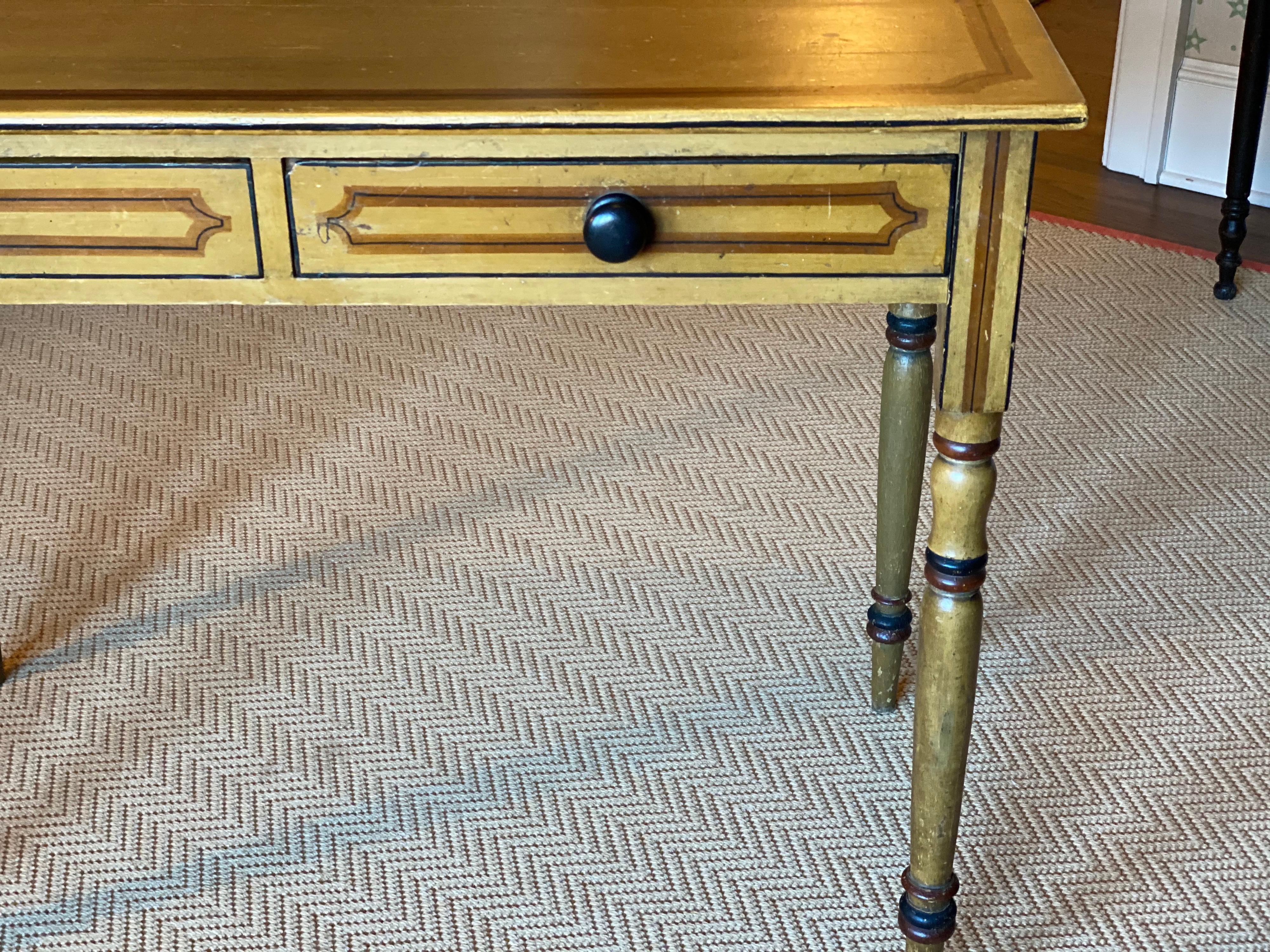 American Painted Table with Two Drawers, Late 19th Century 1