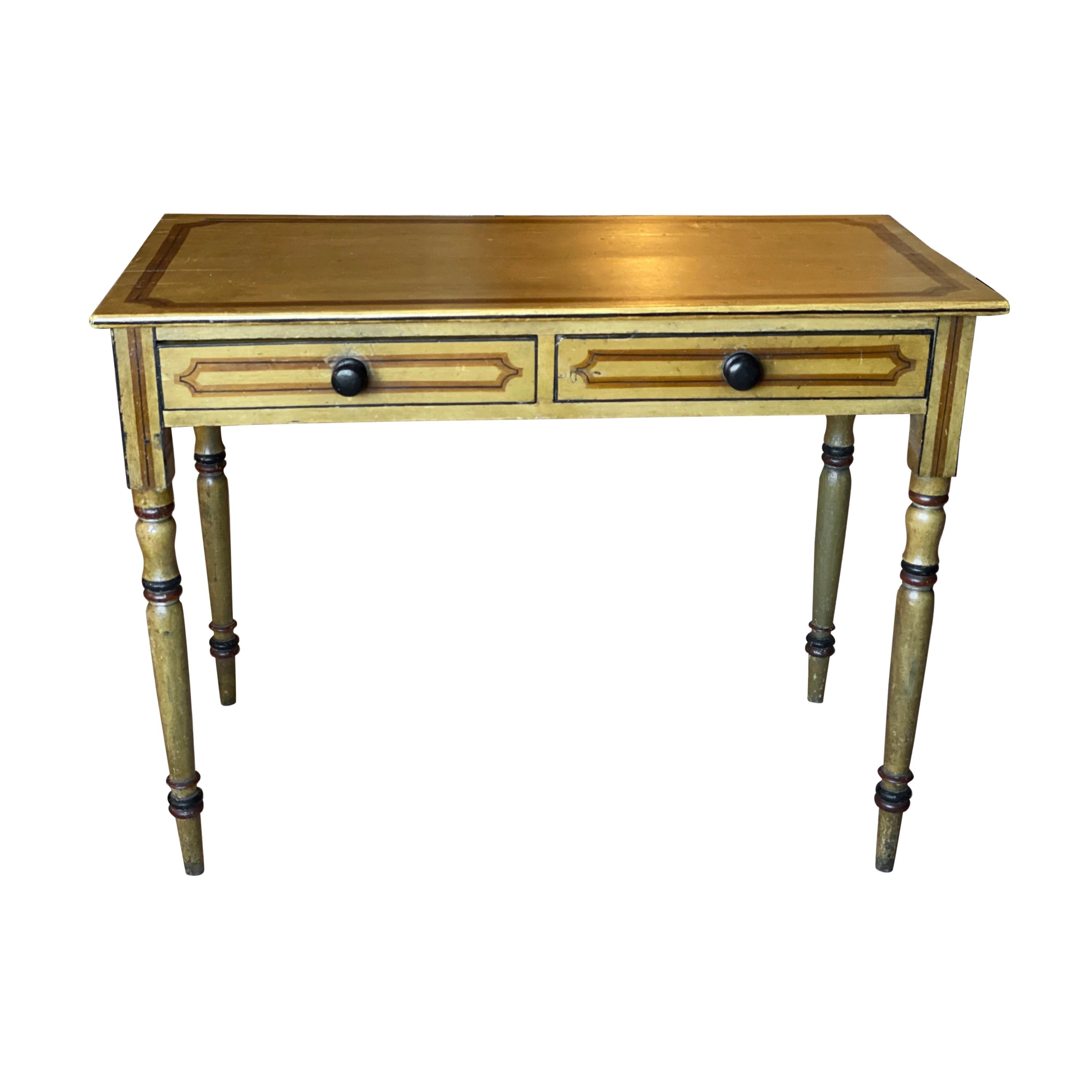 American Painted Table with Two Drawers, Late 19th Century