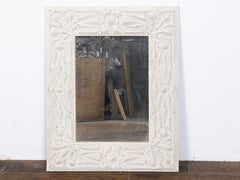 American Painted Tramp Art Wall Mirror with Carved Geometric Frame, 20th Century