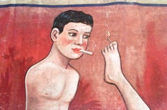 Hand Painted Circus Banner of Armless Wonder