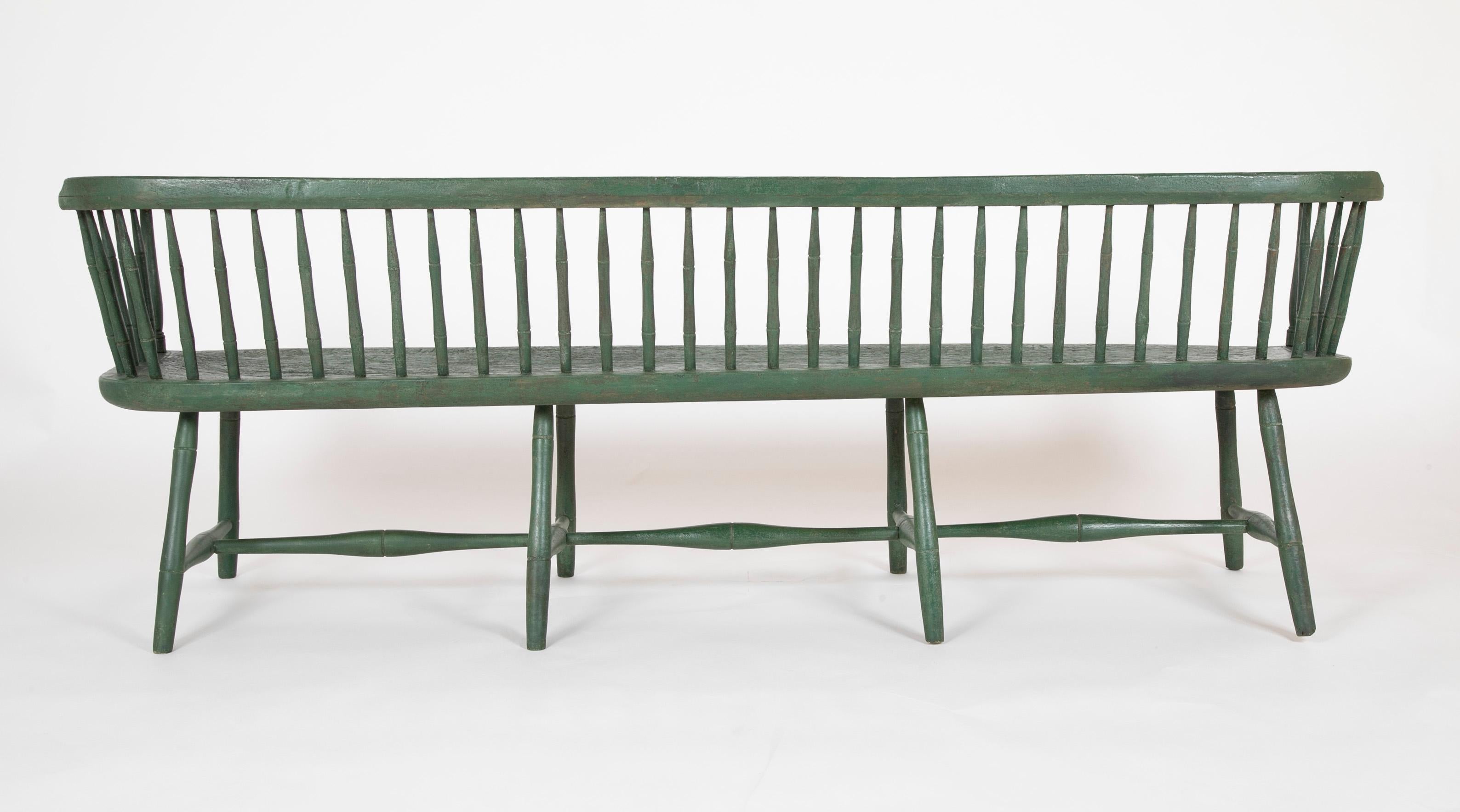 American Painted Windsor Bench, circa 1790-1810 2