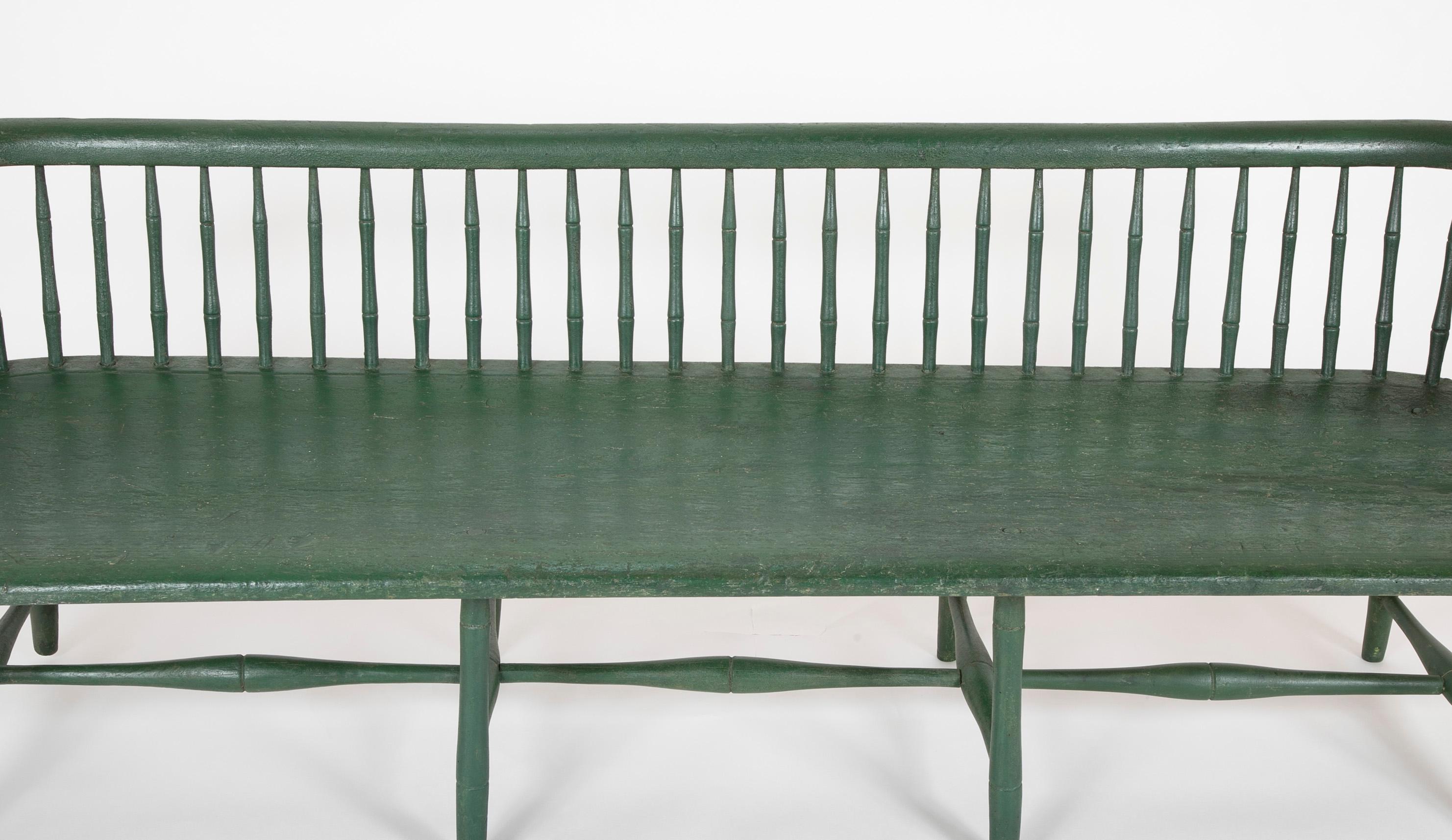 American Painted Windsor Bench, circa 1790-1810 1
