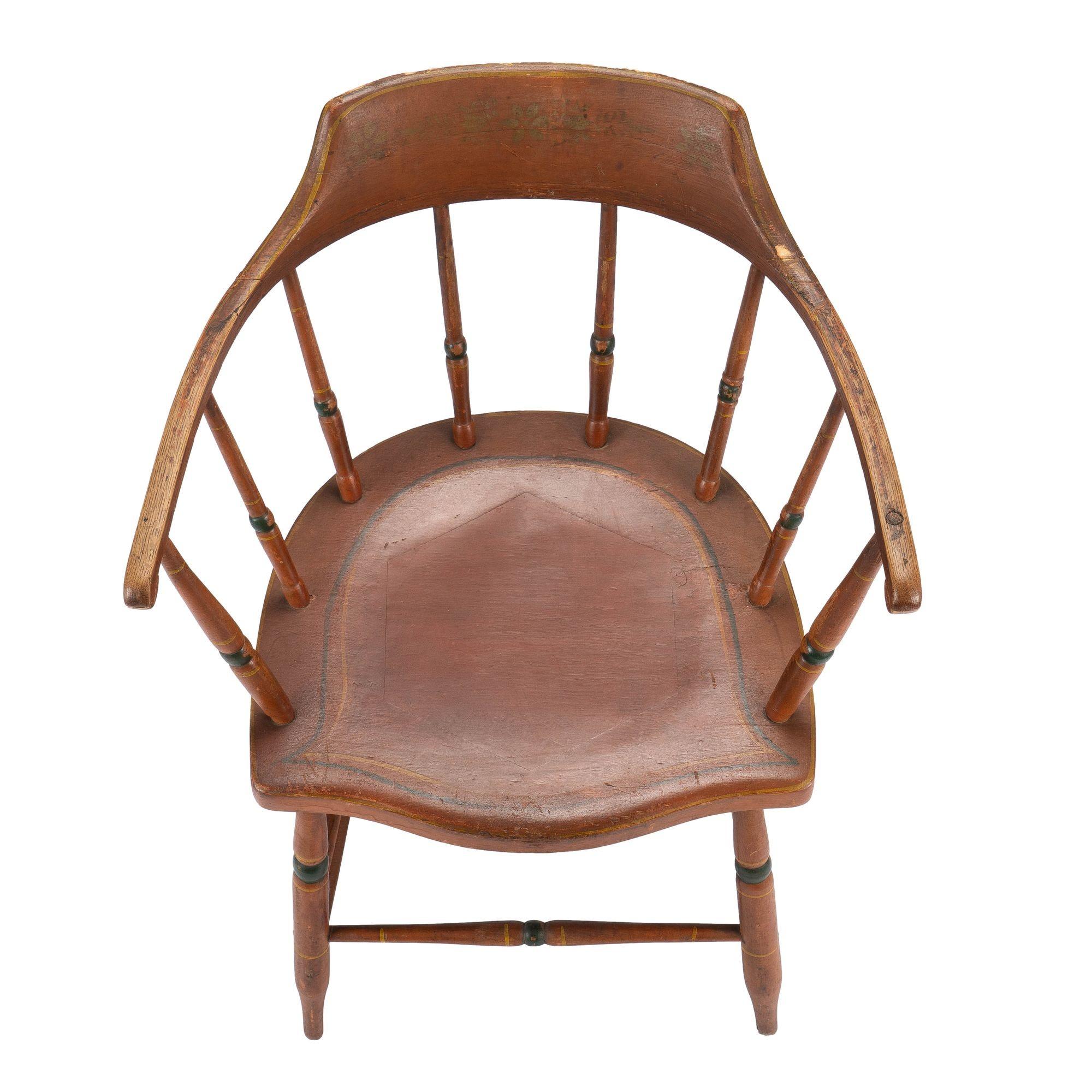 Chaise de capitaine Windsor peinte américaine, vers 1820 en vente 2