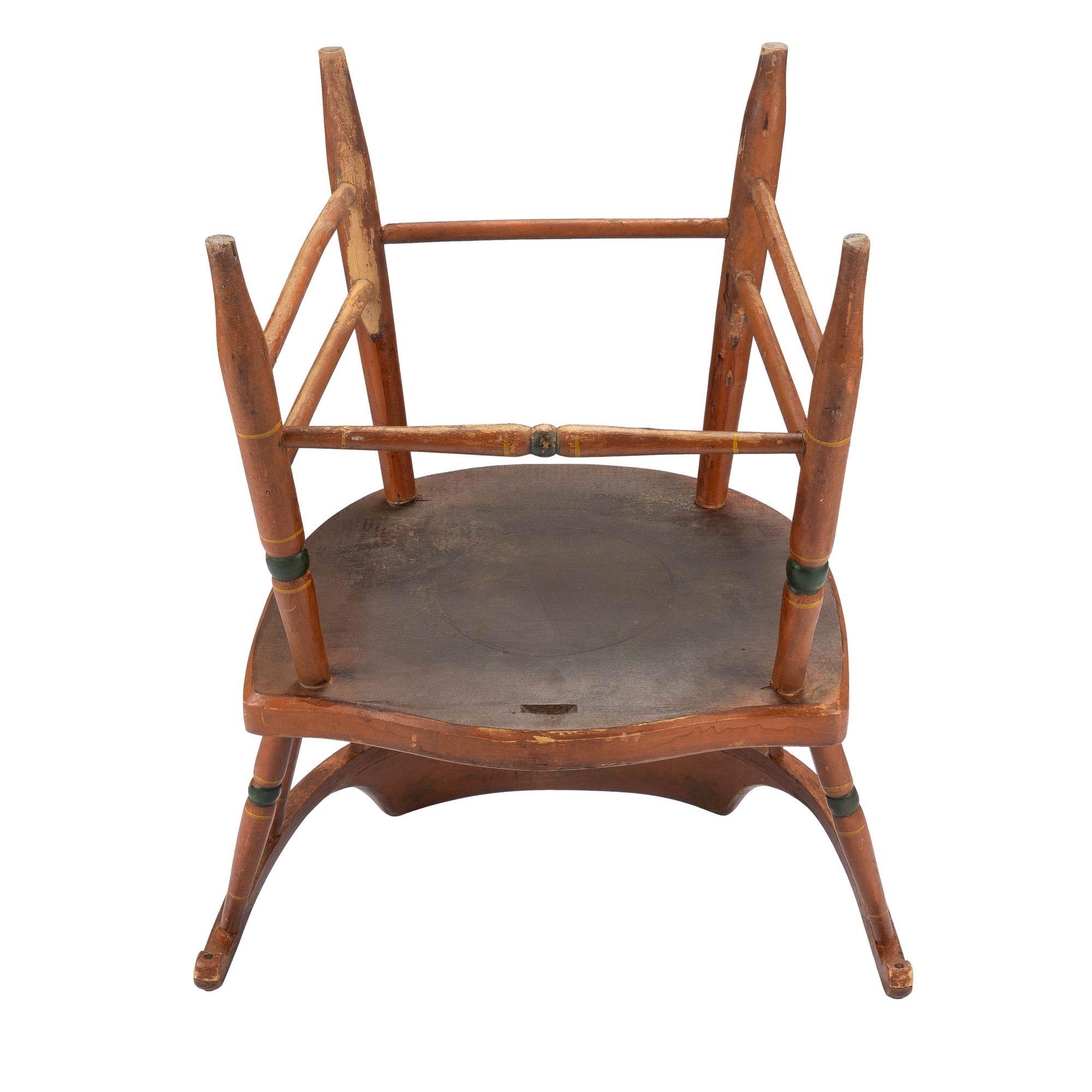 Chaise de capitaine Windsor peinte américaine, vers 1820 en vente 4