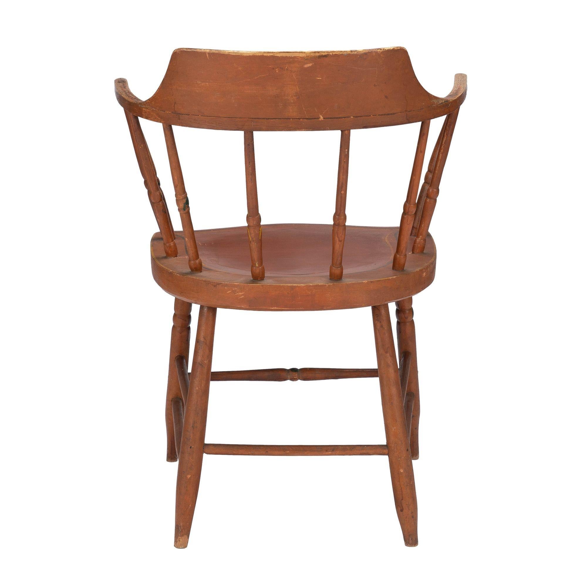 19th Century American Painted Windsor Captain's Chair, c. 1820 For Sale