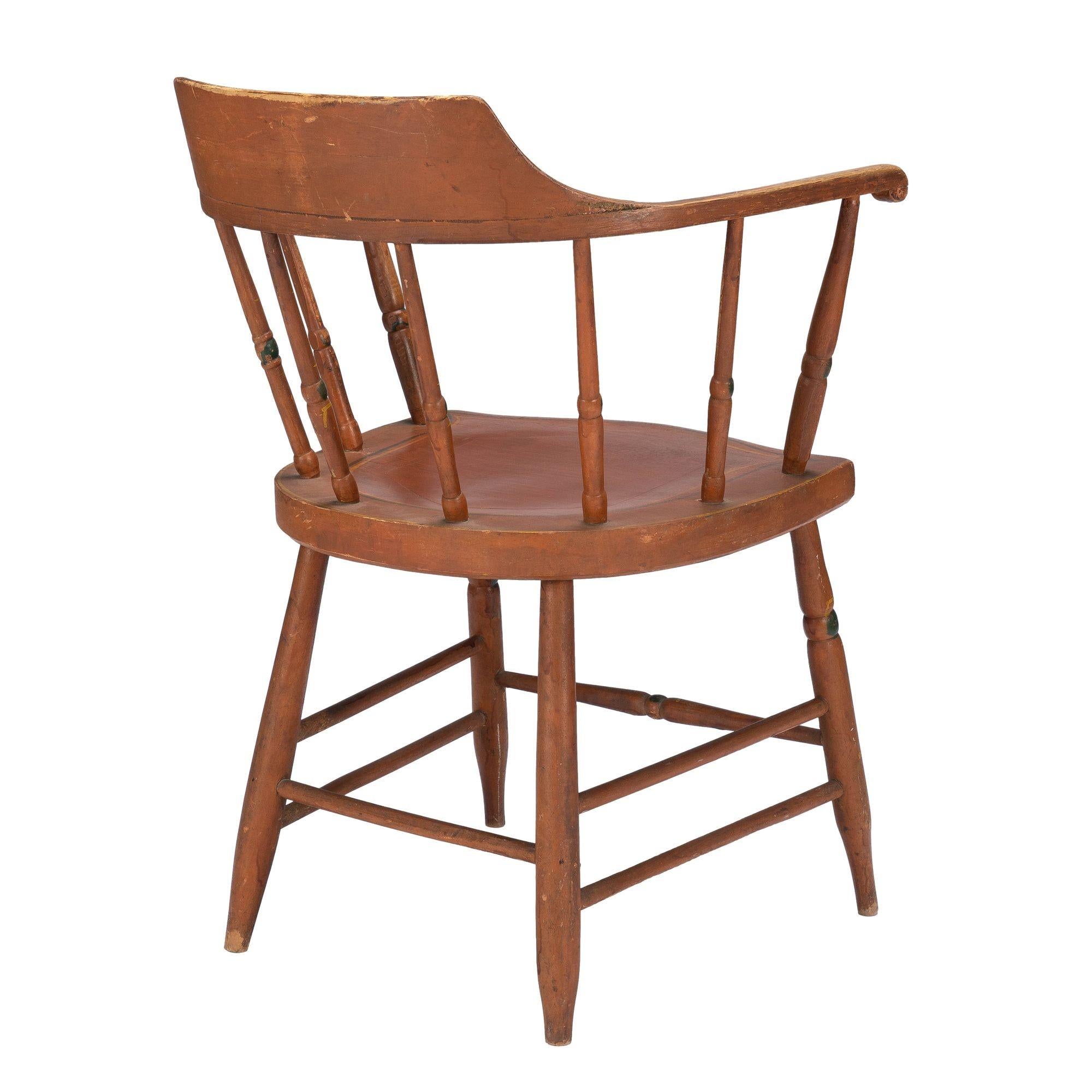 Wood American Painted Windsor Captain's Chair, c. 1820 For Sale