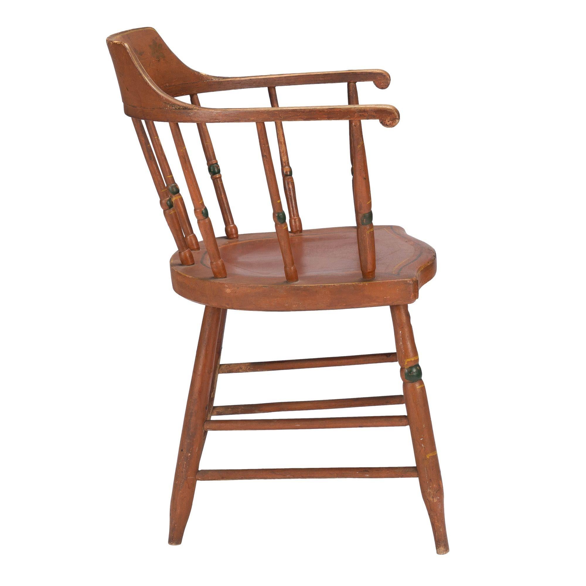 American Painted Windsor Captain's Chair, c. 1820 For Sale 1