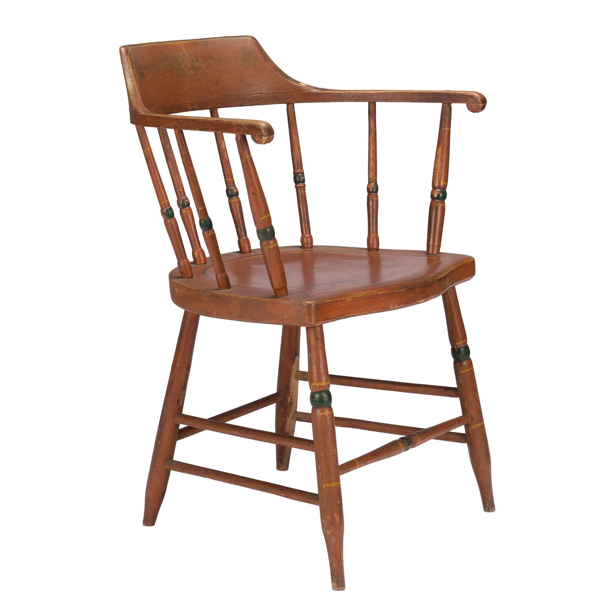 American Painted Windsor Captain's Chair, c. 1820 For Sale 2