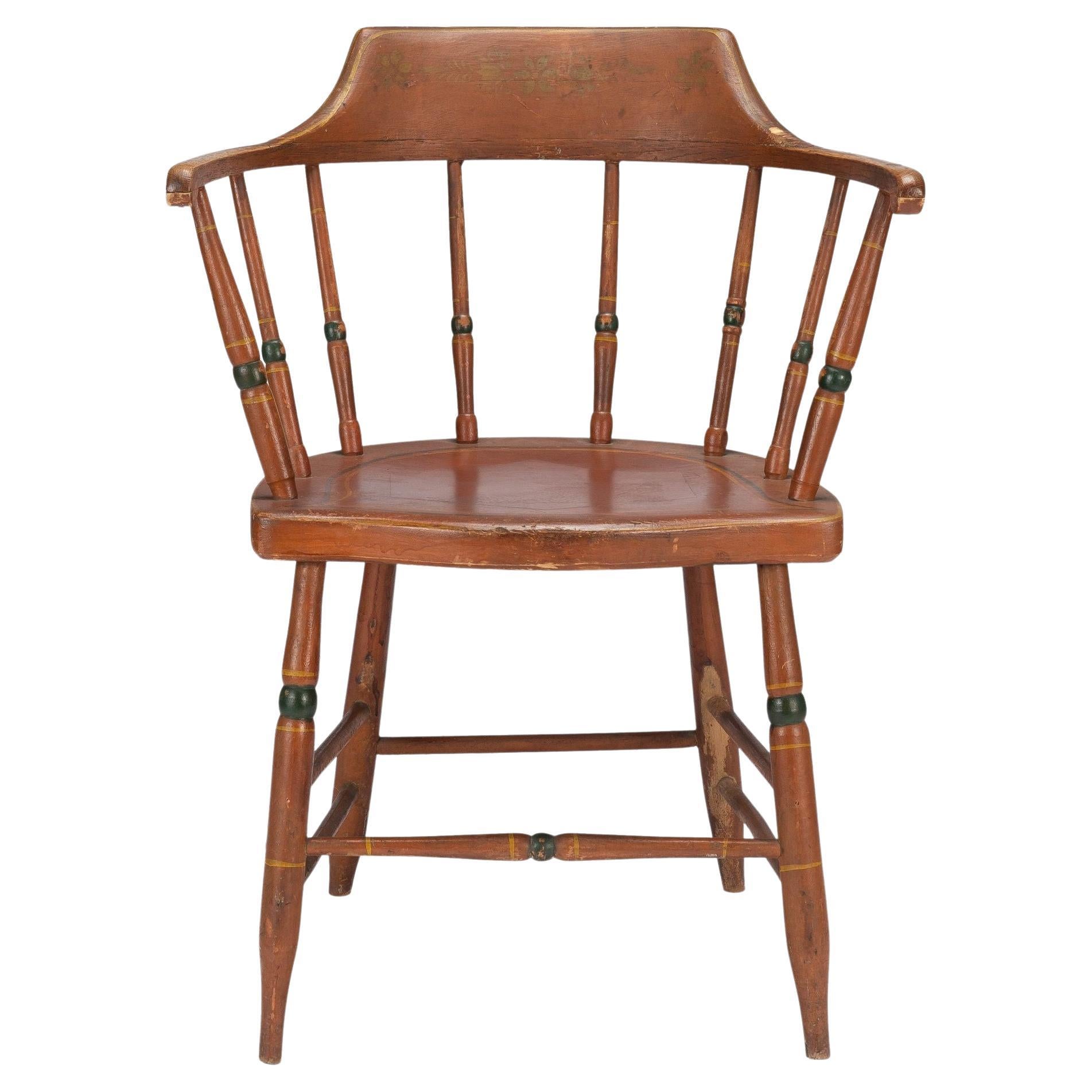 Chaise de capitaine Windsor peinte américaine, vers 1820 en vente