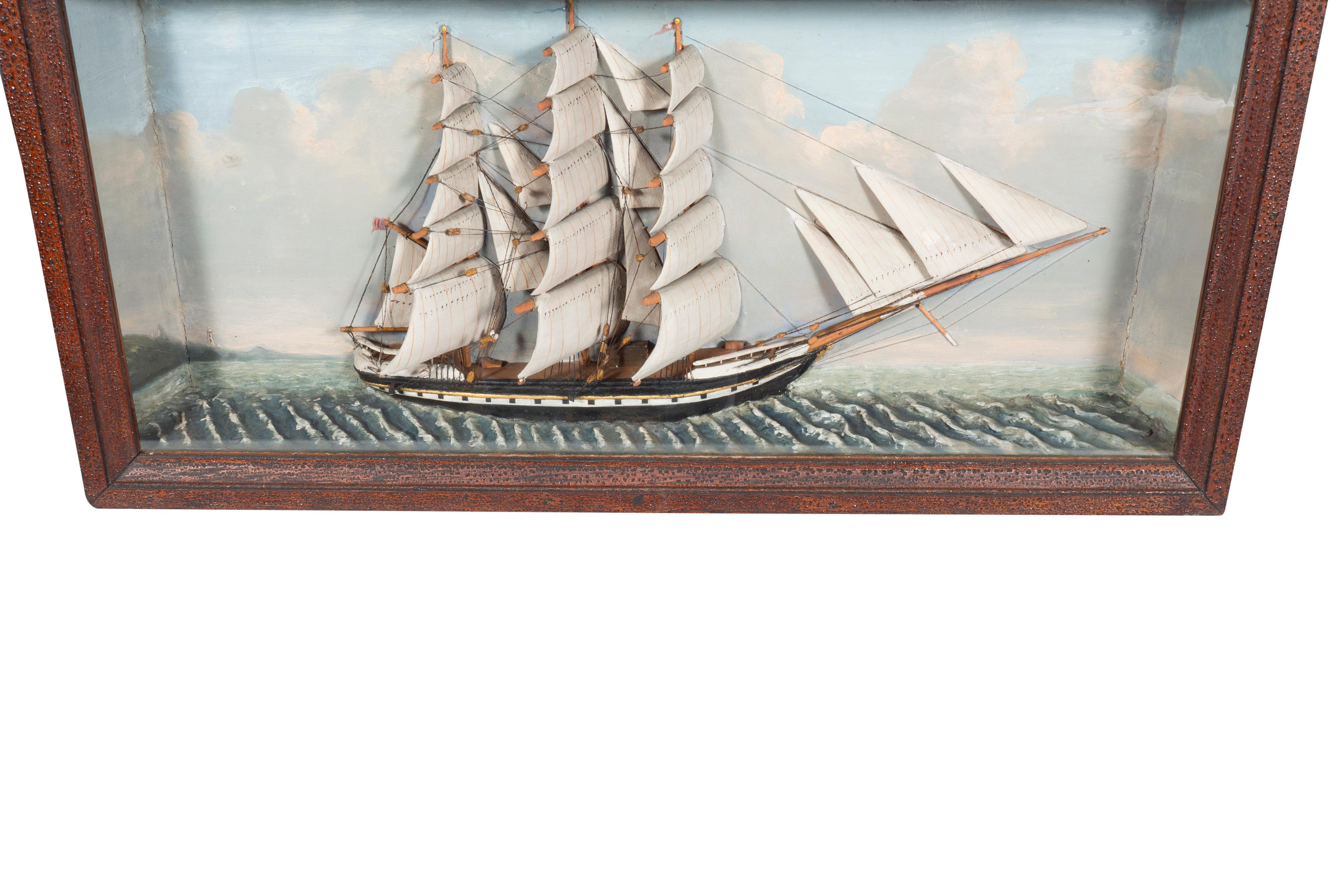 19th Century American Painted Wood Ship Diorama