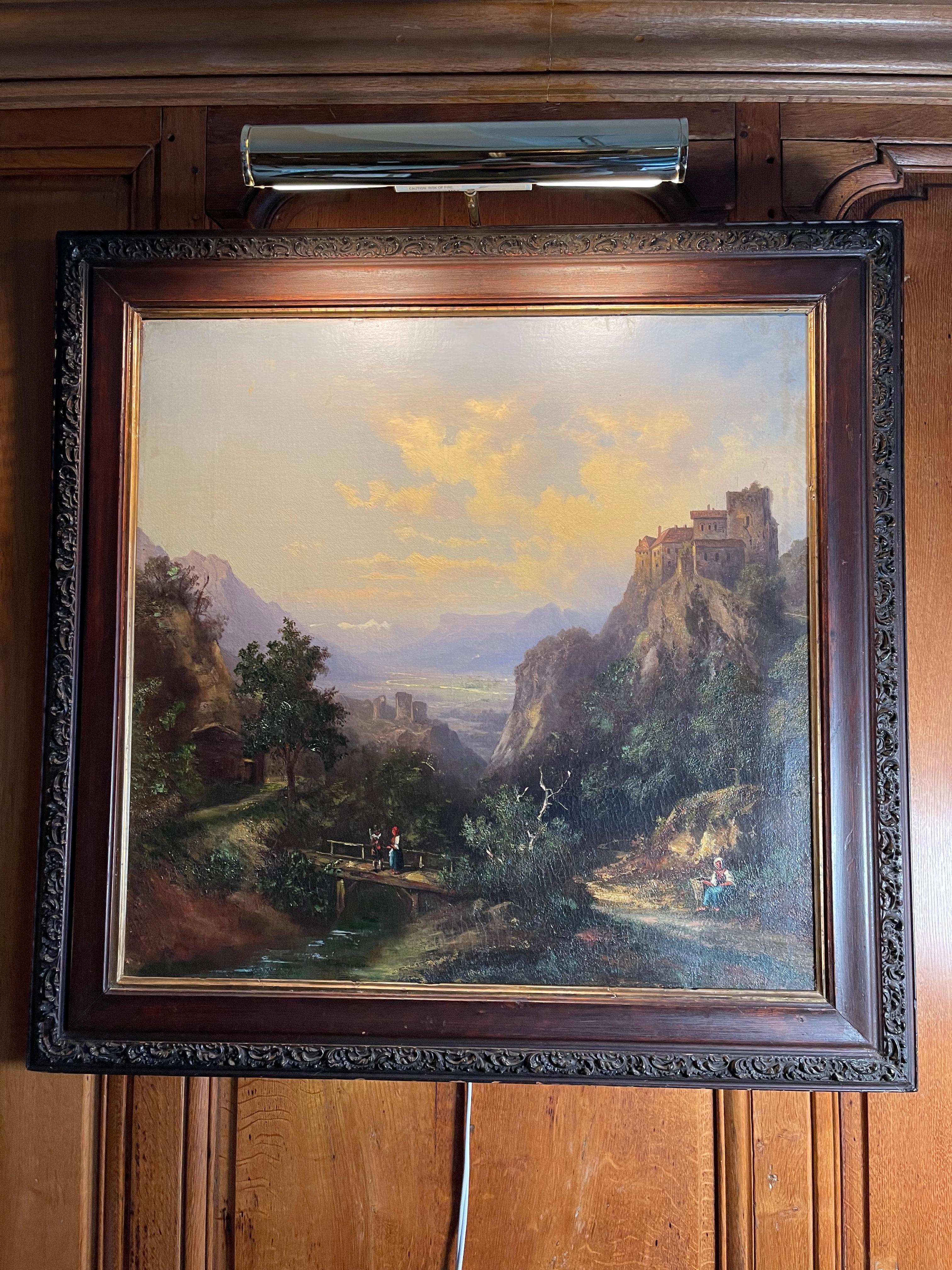 Peinture américaine, école de la rivière Hudson, huile sur toile.