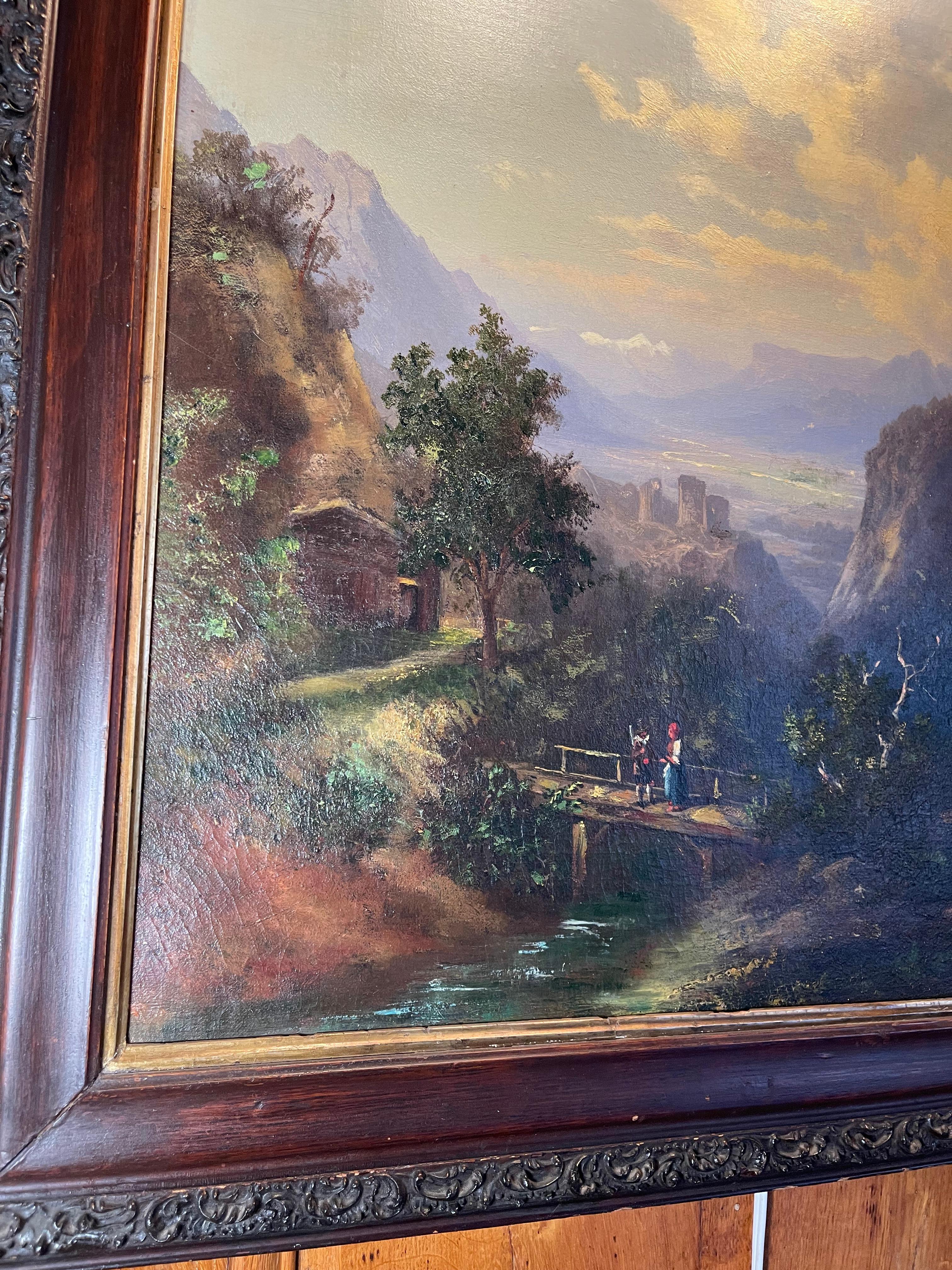 Amerikanisches Gemälde, Hudson River School, Öl auf Leinwand (Gemalt) im Angebot