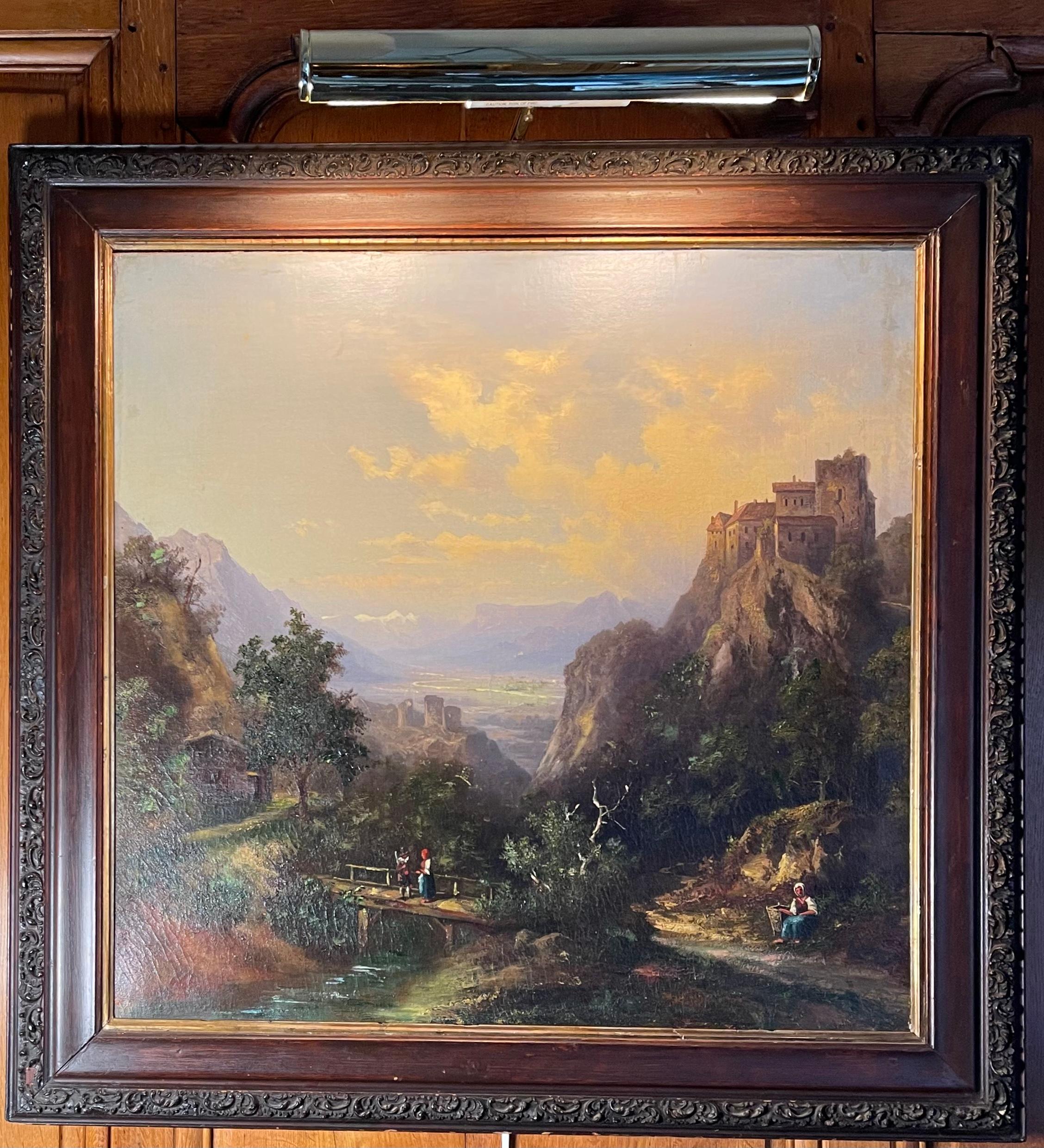 Peinture américaine de l'Hudson River School, huile sur toile Bon état - En vente à New York, NY