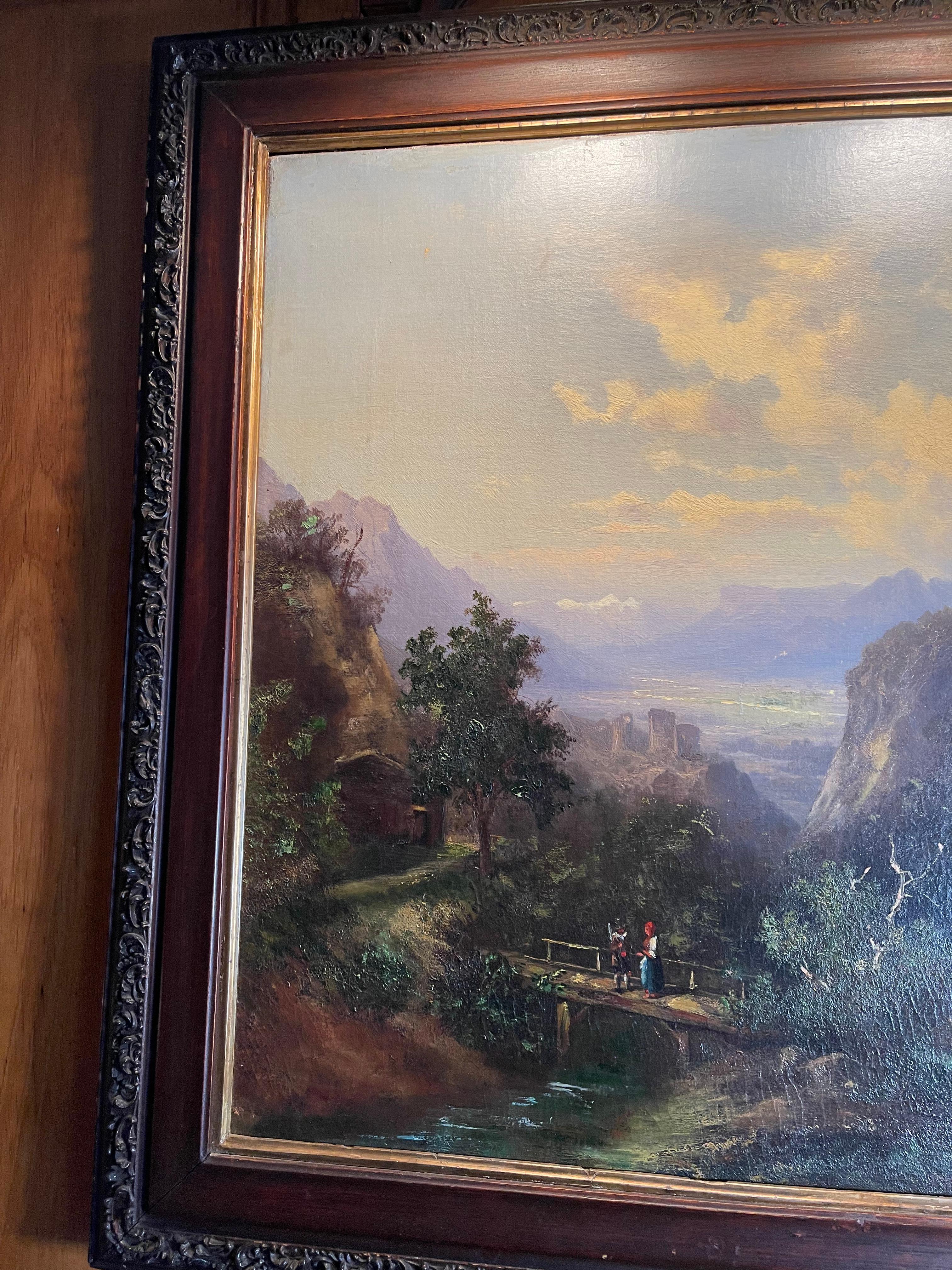 Amerikanisches Gemälde, Hudson River School, Öl auf Leinwand im Angebot 1
