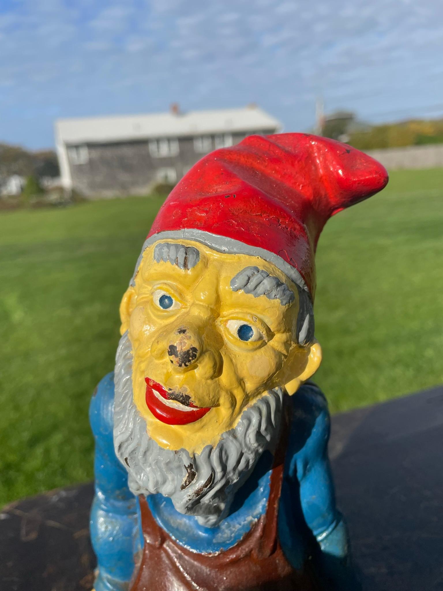 American Pair Garden Gnomes Good Luck Garden Guardians, Keeper of Keys In Good Condition For Sale In South Burlington, VT
