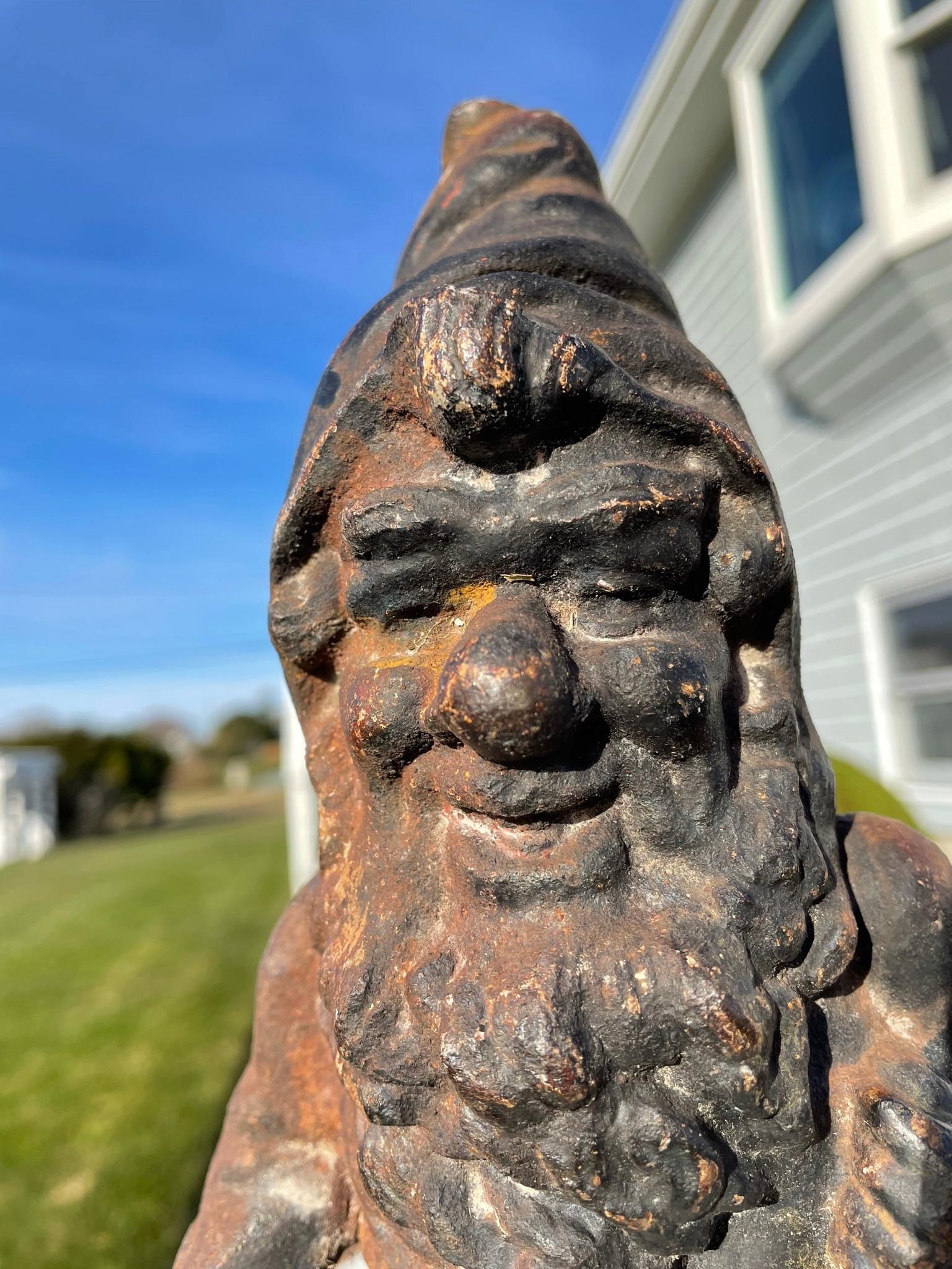 American Pair Garden Gnomes Good Luck Legendary Sculptures at 1stDibs