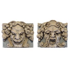 American Pair of Terra Cotta Comedy and Tragedy Panels