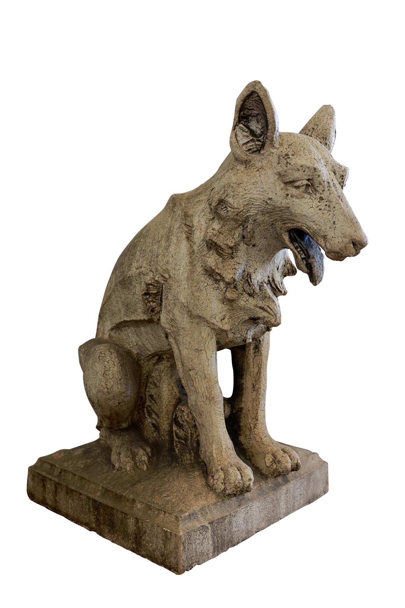 Nordamericano Coppia americana di lupi/cani in terracotta in vendita