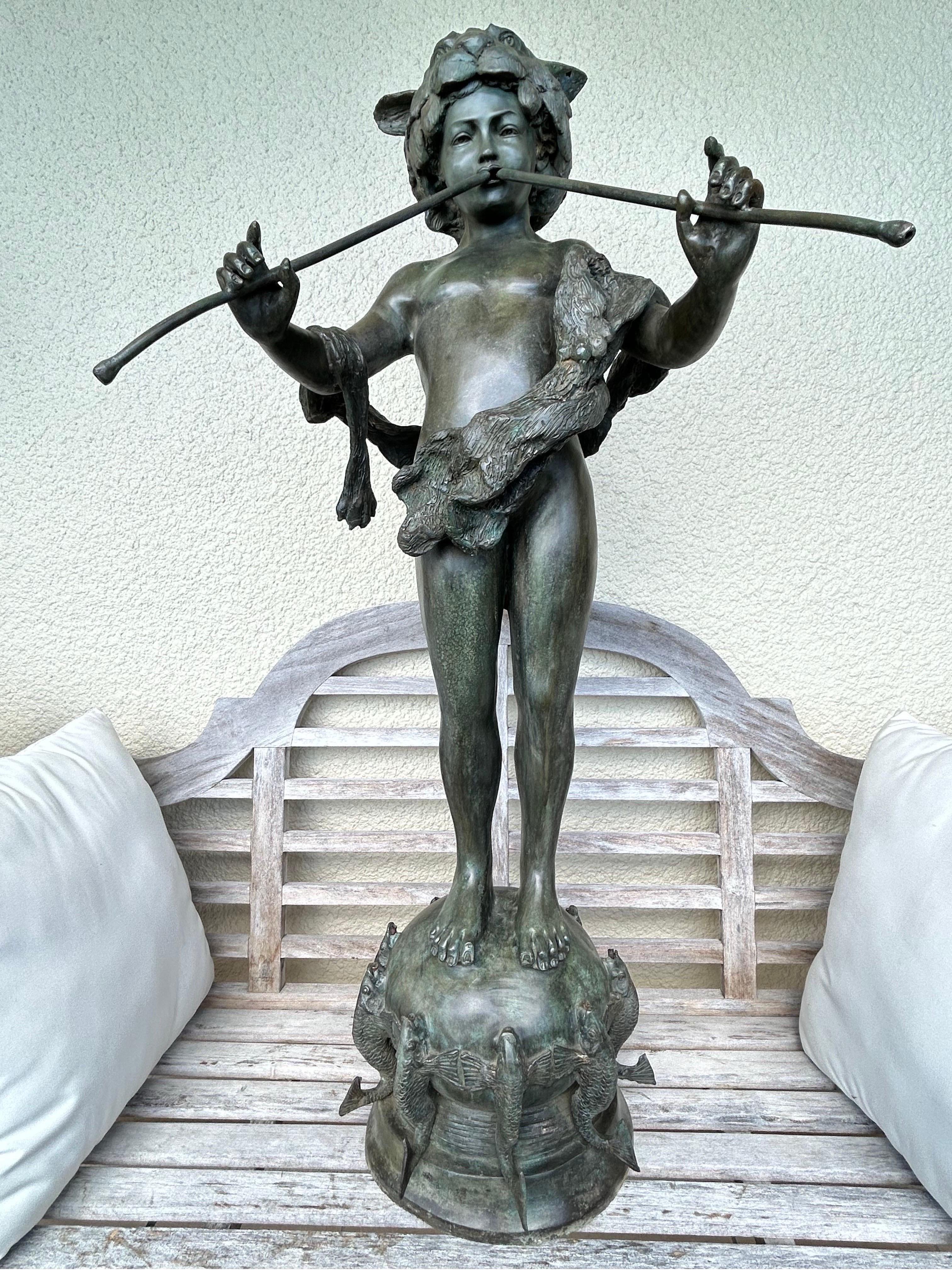 American  Pan of Rohallion bronze fountain In Good Condition For Sale In West Palm Beach, FL