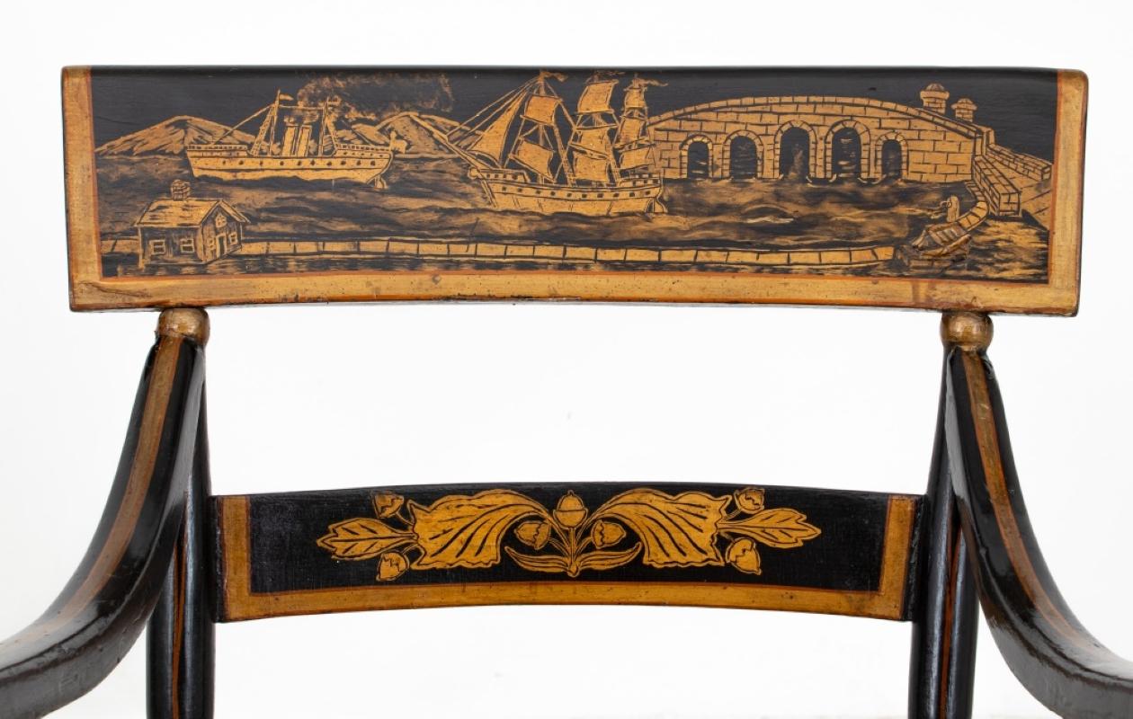American Parcel-Gilt Ebonized Hitchcock Chair In Good Condition In Astoria, NY
