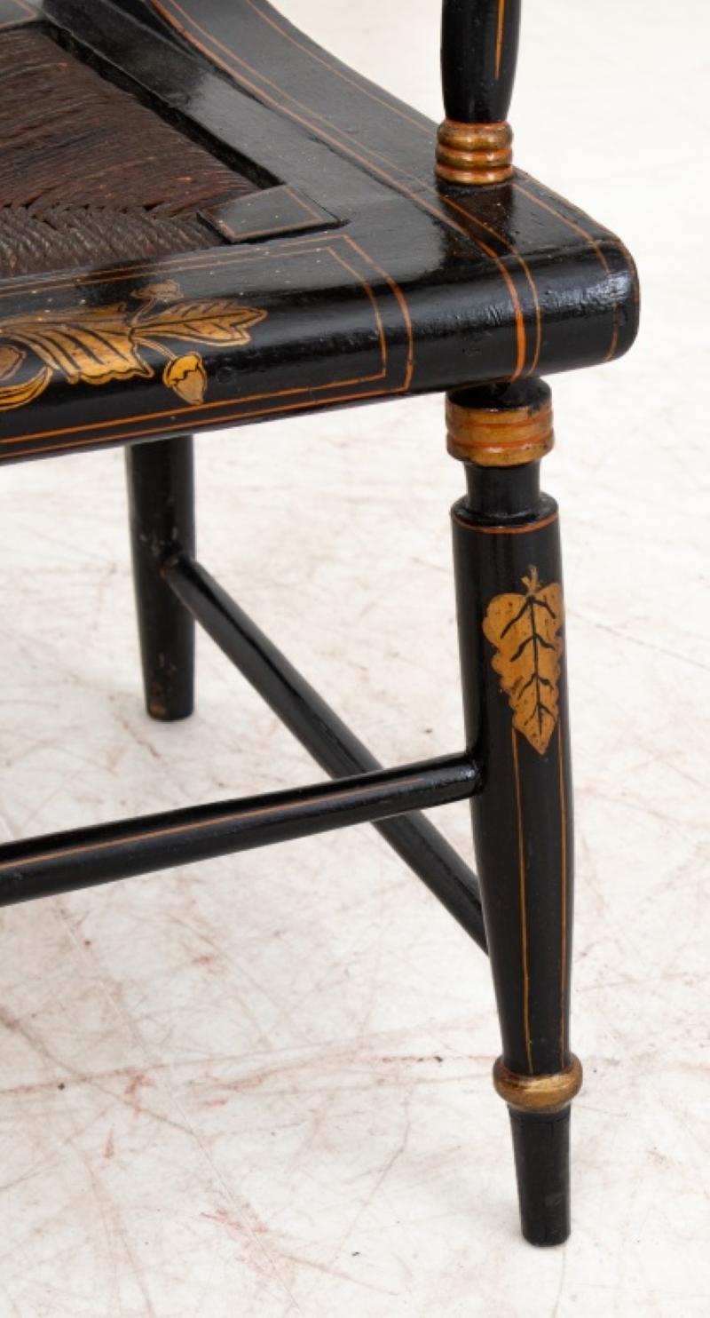 20th Century American Parcel-Gilt Ebonized Hitchcock Chair