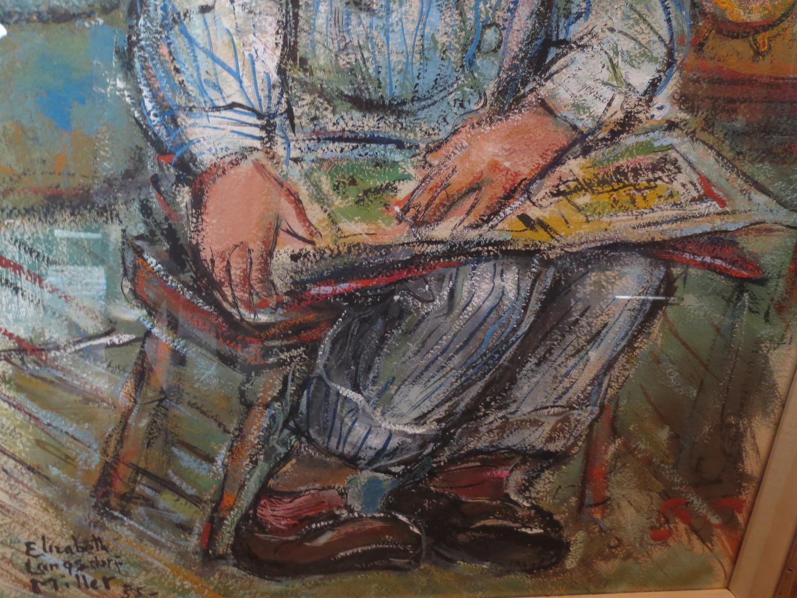 American Pastel of Boy by Elizabeth Langsdorf Miller, Signed, circa 1955 In Good Condition For Sale In Atlanta, GA
