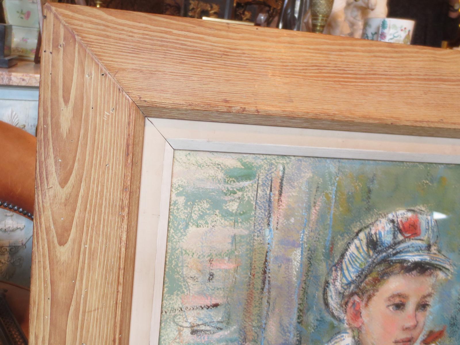 20th Century American Pastel of Boy by Elizabeth Langsdorf Miller, Signed, circa 1955 For Sale