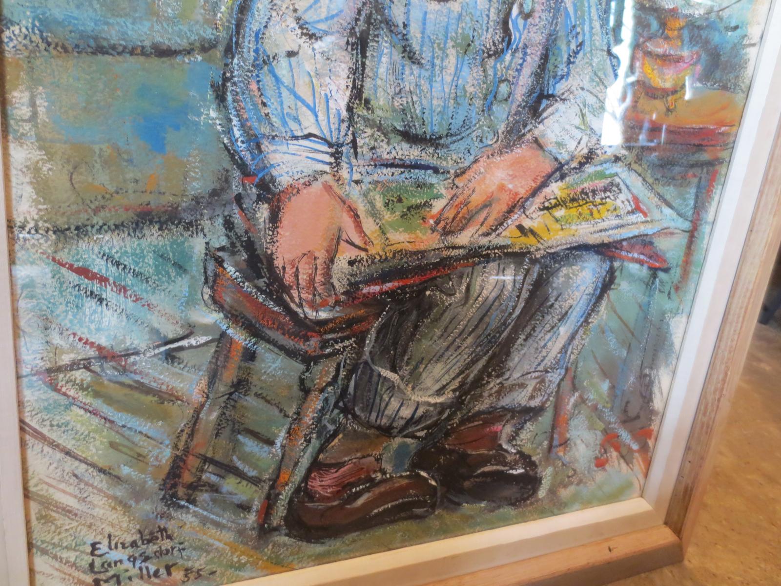 Paint American Pastel of Boy by Elizabeth Langsdorf Miller, Signed, circa 1955 For Sale