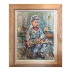 American Pastel of Boy by Elizabeth Langsdorf Miller, Signed, circa 1955