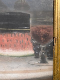 American  Pastel Still Life On Paper, New York, in Period Gold Frame Circa 1860s