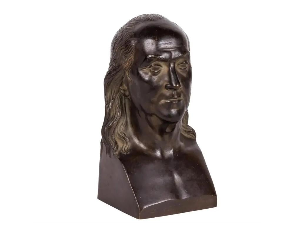 Unknown American Patinated Bronze Bust of Benjamin Franklin, C. 1850