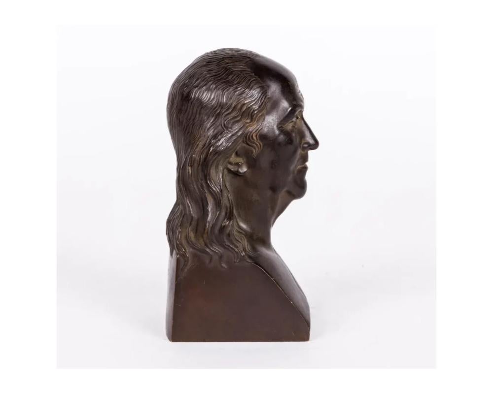 19th Century American Patinated Bronze Bust of Benjamin Franklin, C. 1850