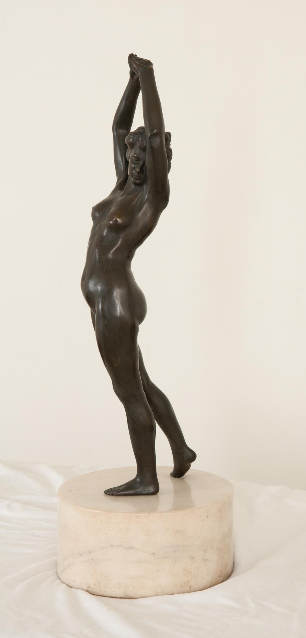 American Patinated Bronze of “Greeting the Dawn” In Good Condition For Sale In Baton Rouge, LA