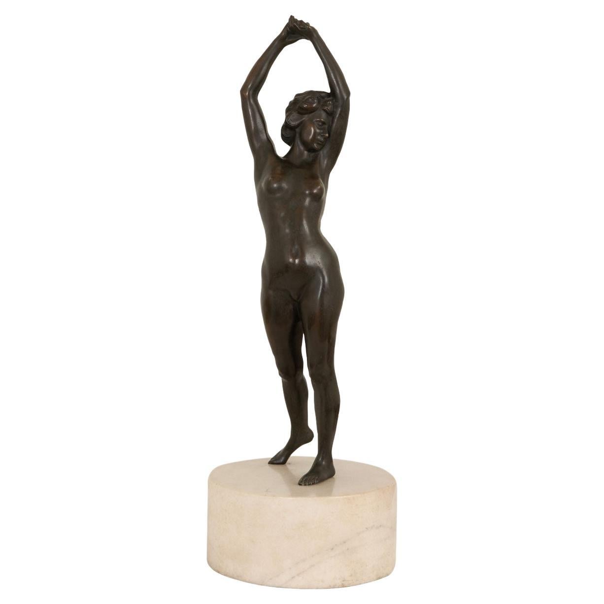Patinierte amerikanische Bronzestatue der Morgenröte im Angebot