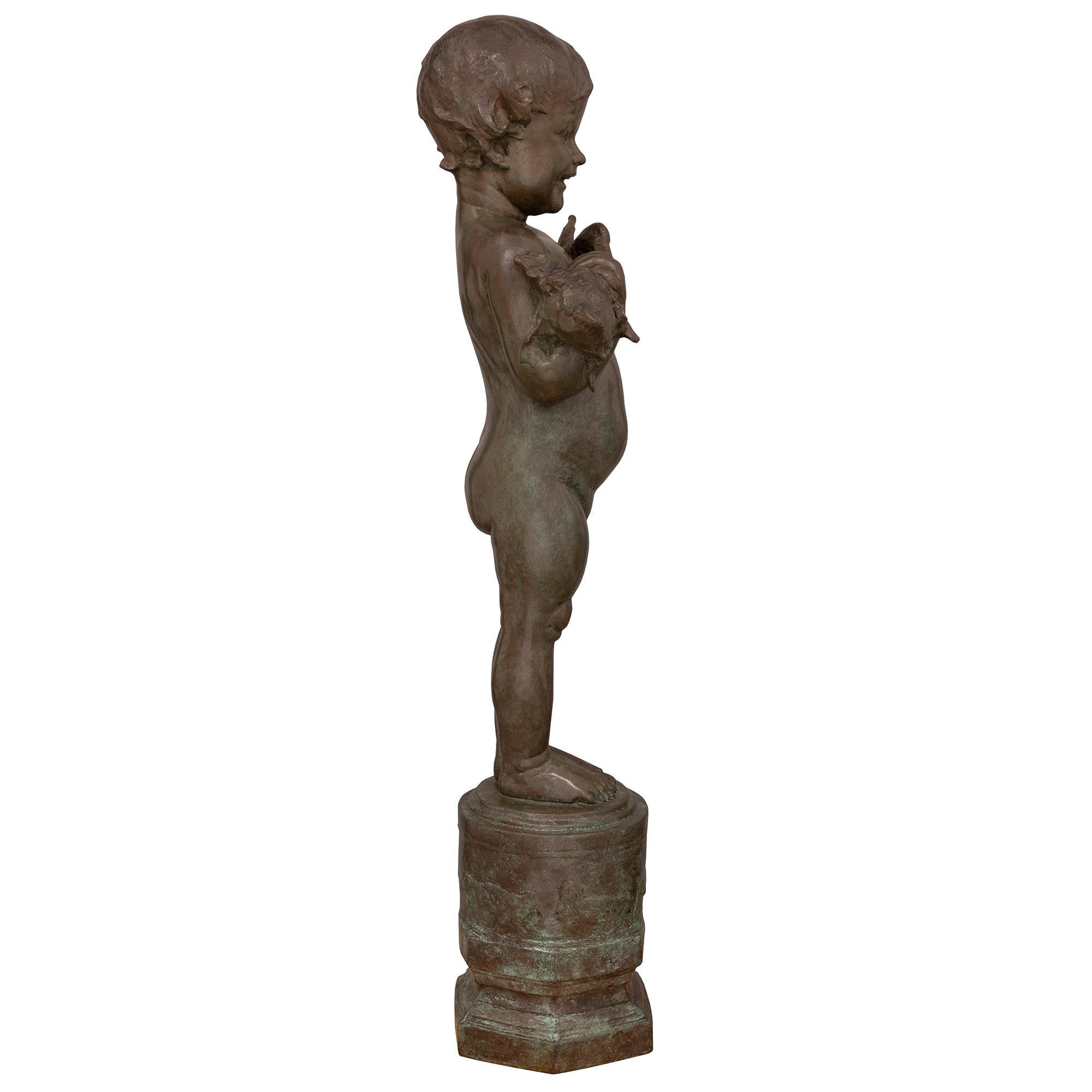 Americano Statua americana in bronzo patinato di 'Duck Baby', firmata Edith Barretto Parsons in vendita